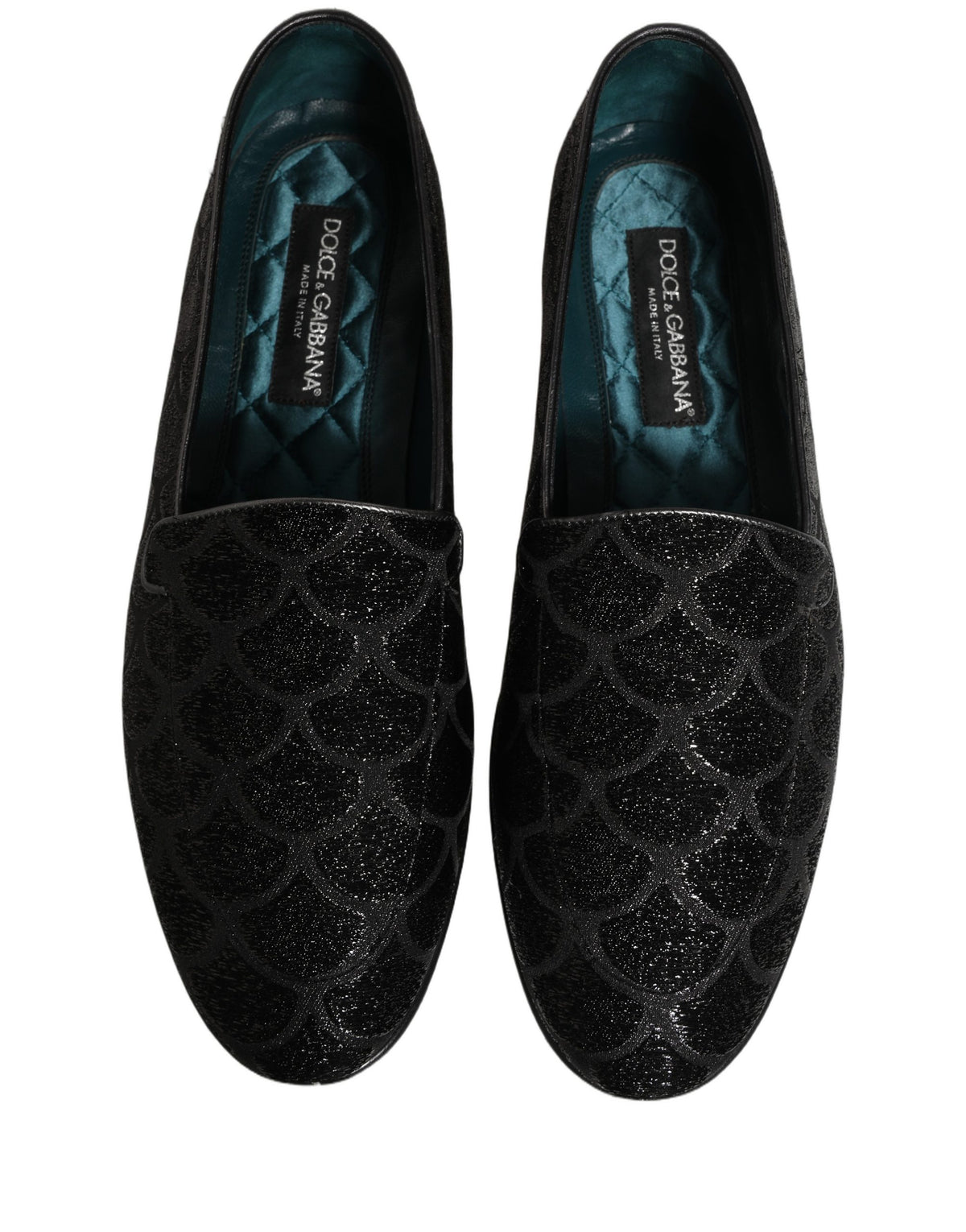New Dolce & Gabbana Black Glitter Brocade Men Dress Loafers Shoes