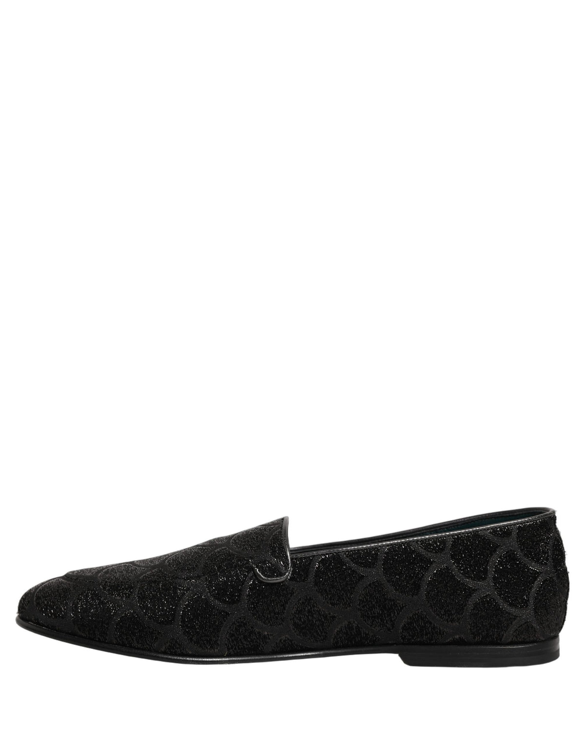 New Dolce & Gabbana Black Glitter Brocade Men Dress Loafers Shoes