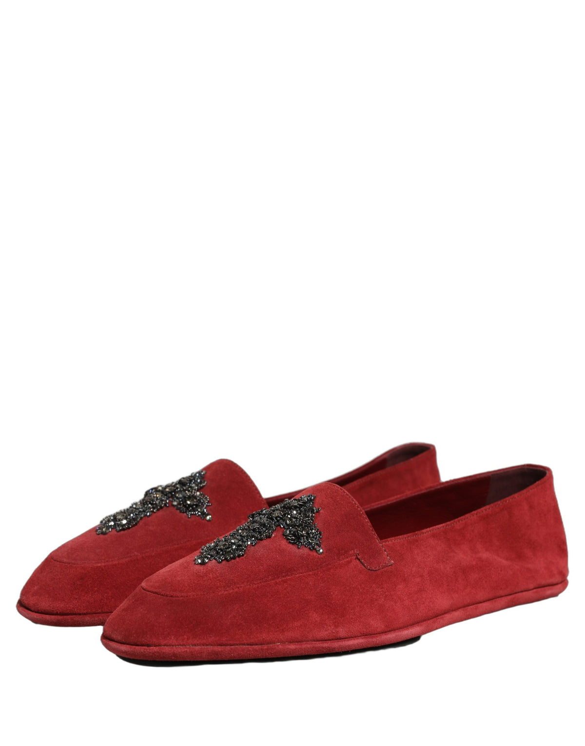 New Dolce & Gabbana Red Suede Cross Slip On Dress Loafers Shoes