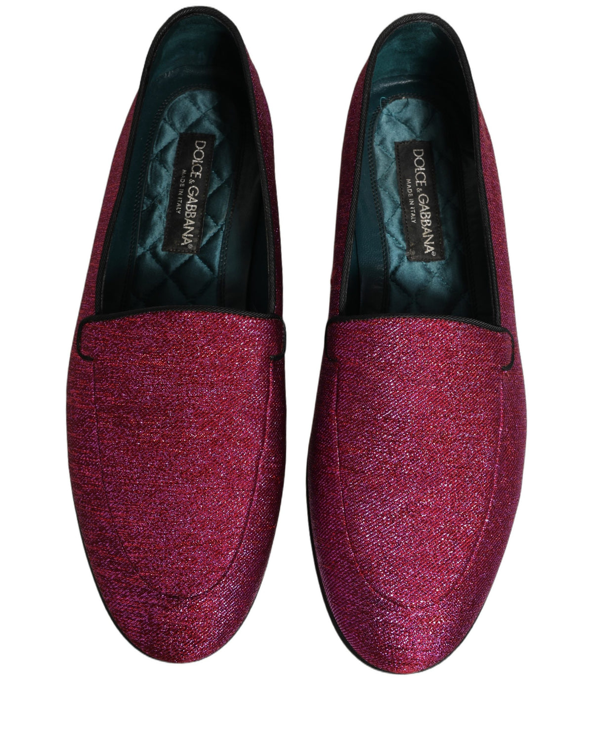 New Dolce & Gabbana Pink Glitter Lurex Logo Dress Loafers Shoes