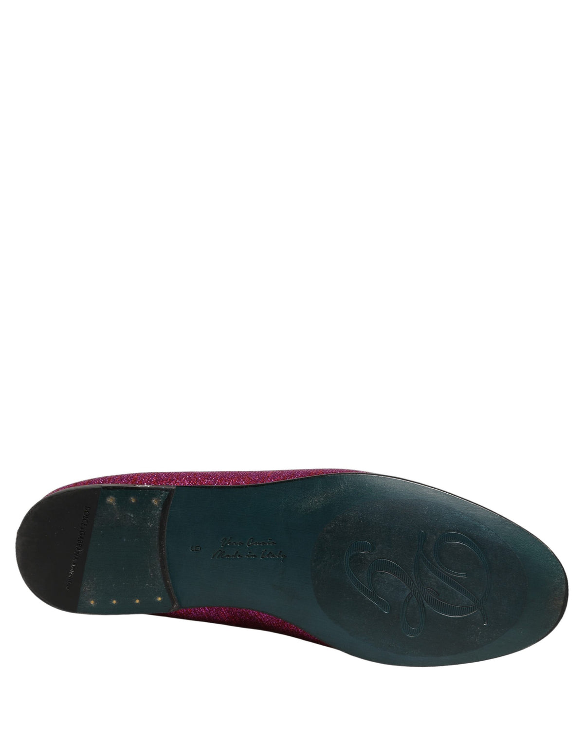 New Dolce & Gabbana Pink Glitter Lurex Logo Dress Loafers Shoes