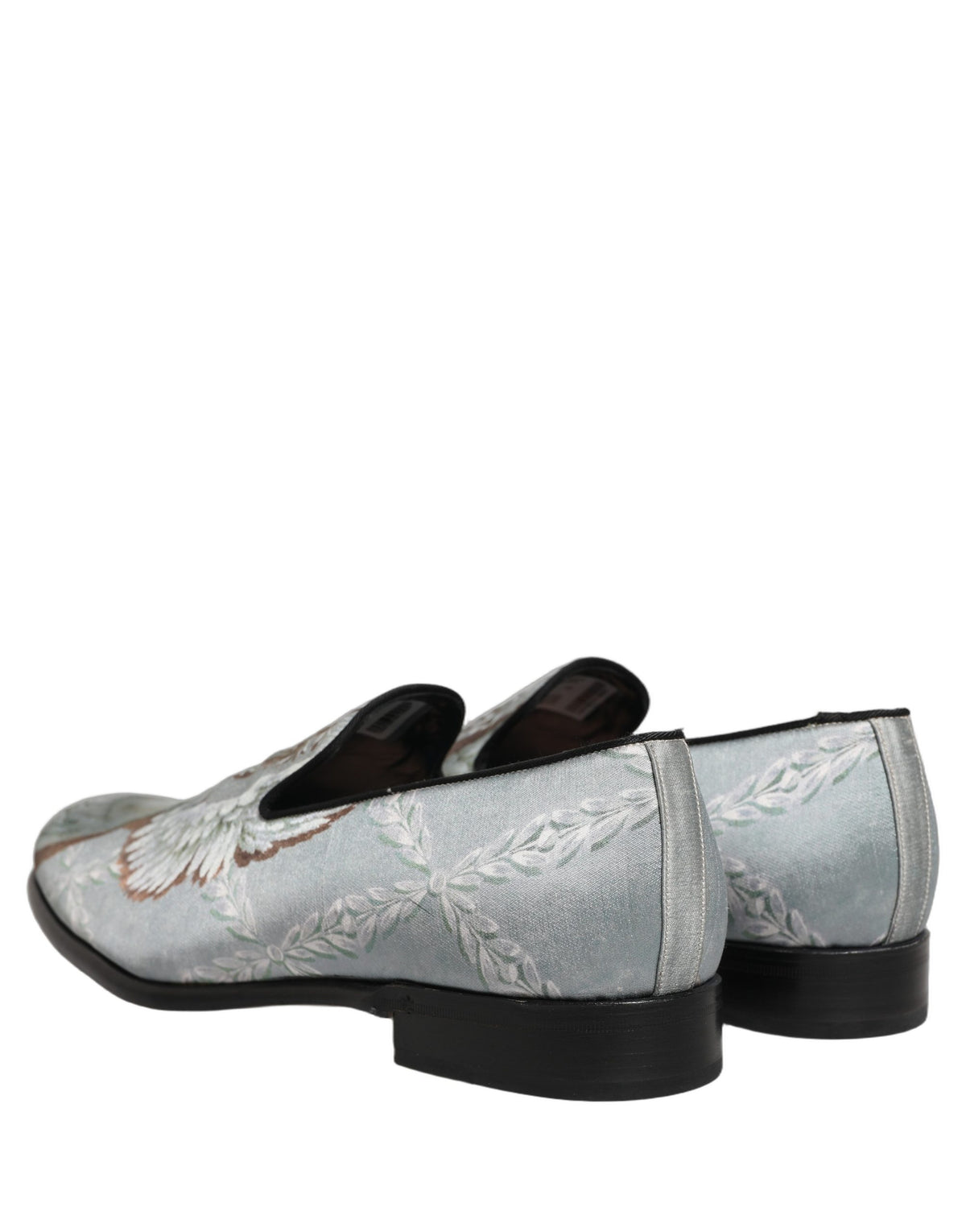 New Dolce & Gabbana Gray Baroque Angel Velvet Men Loafers Shoes