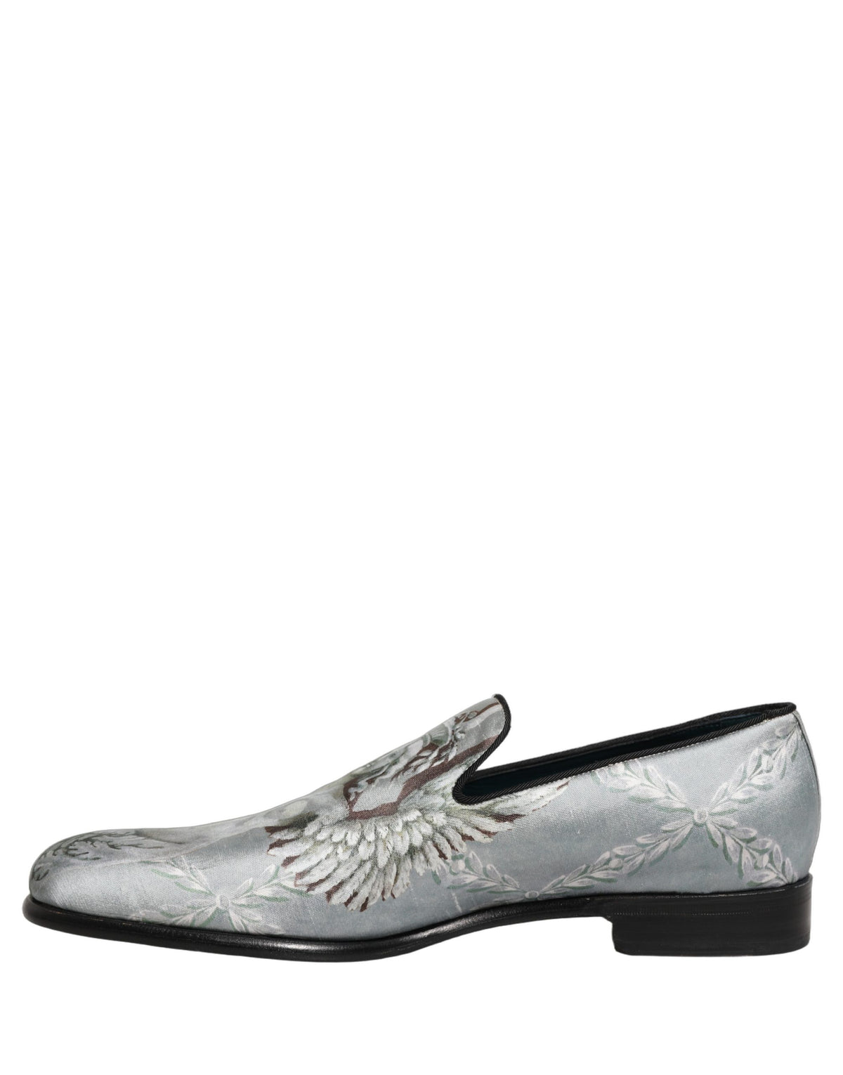 New Dolce & Gabbana Gray Baroque Angel Velvet Men Loafers Shoes