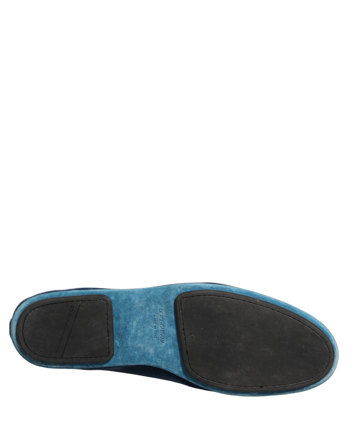 New Dolce & Gabbana Blue Velvet Crown Embroidery Loafers Shoes