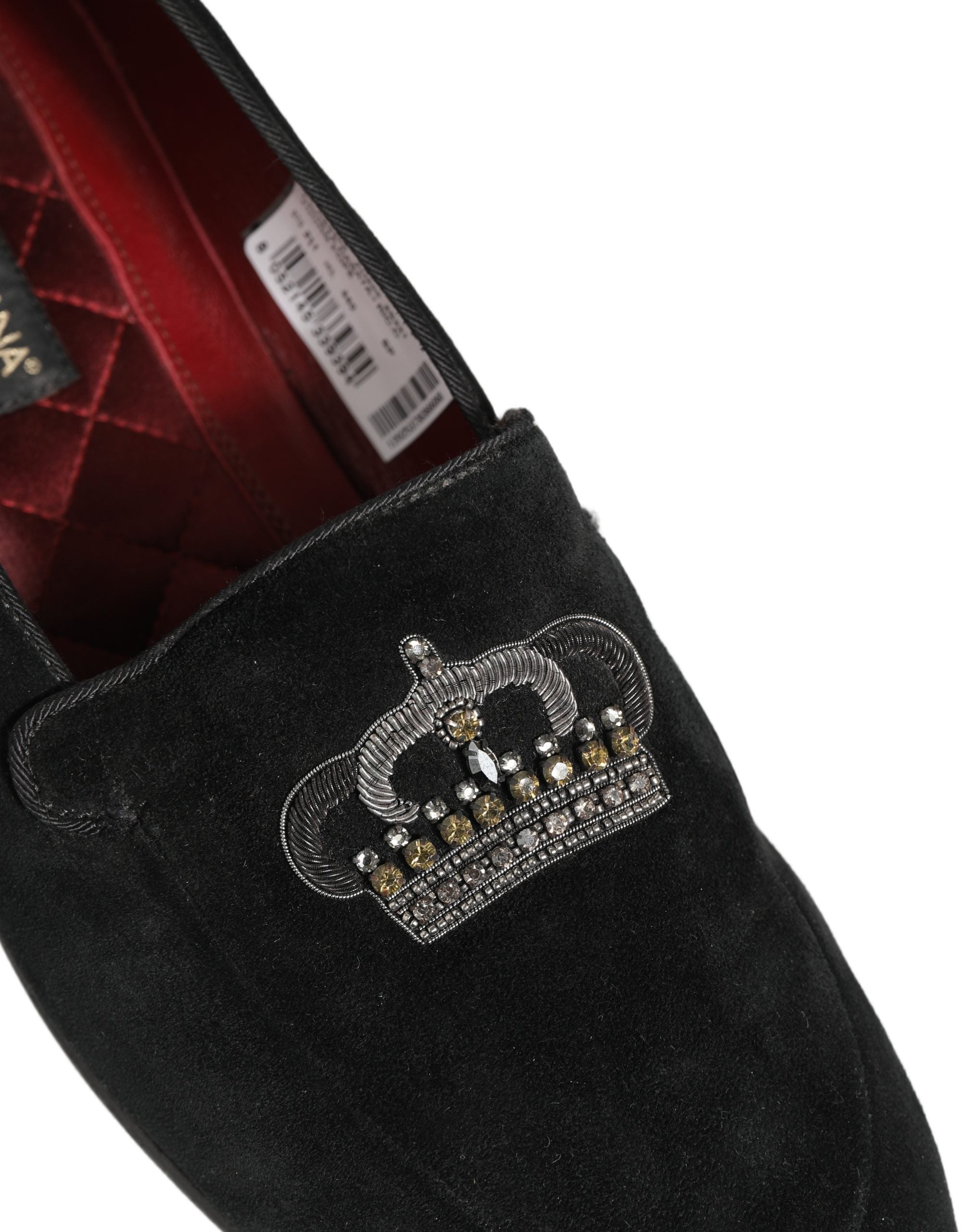 Dolce & Gabbana Black Crown Embellished Dress Loafers Shoes
