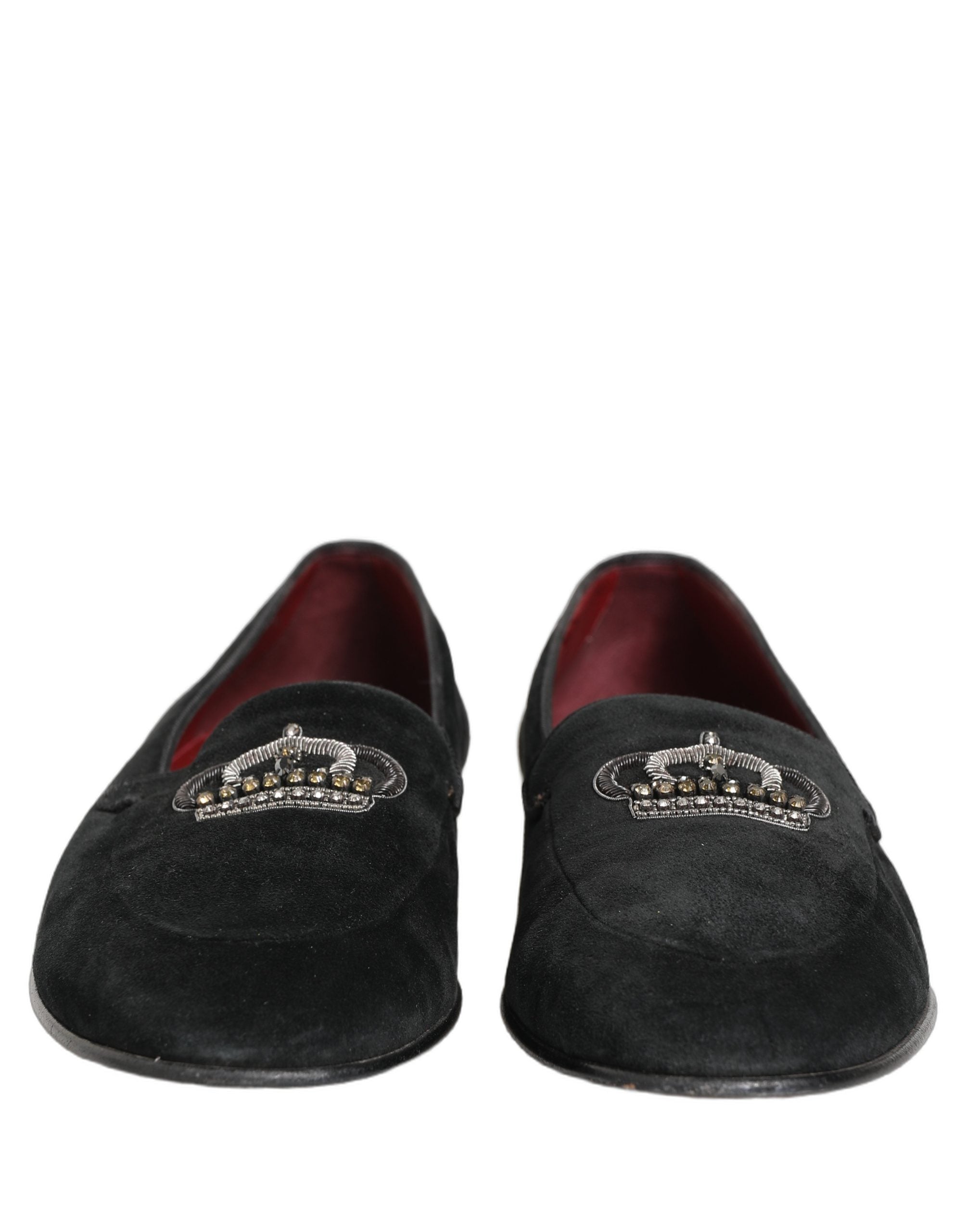 Dolce & Gabbana Black Crown Embellished Dress Loafers Shoes