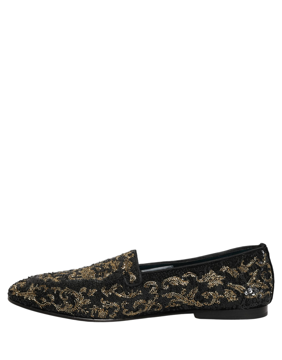 New Dolce & Gabbana Black Gold Embellished Dress Loafers Shoes