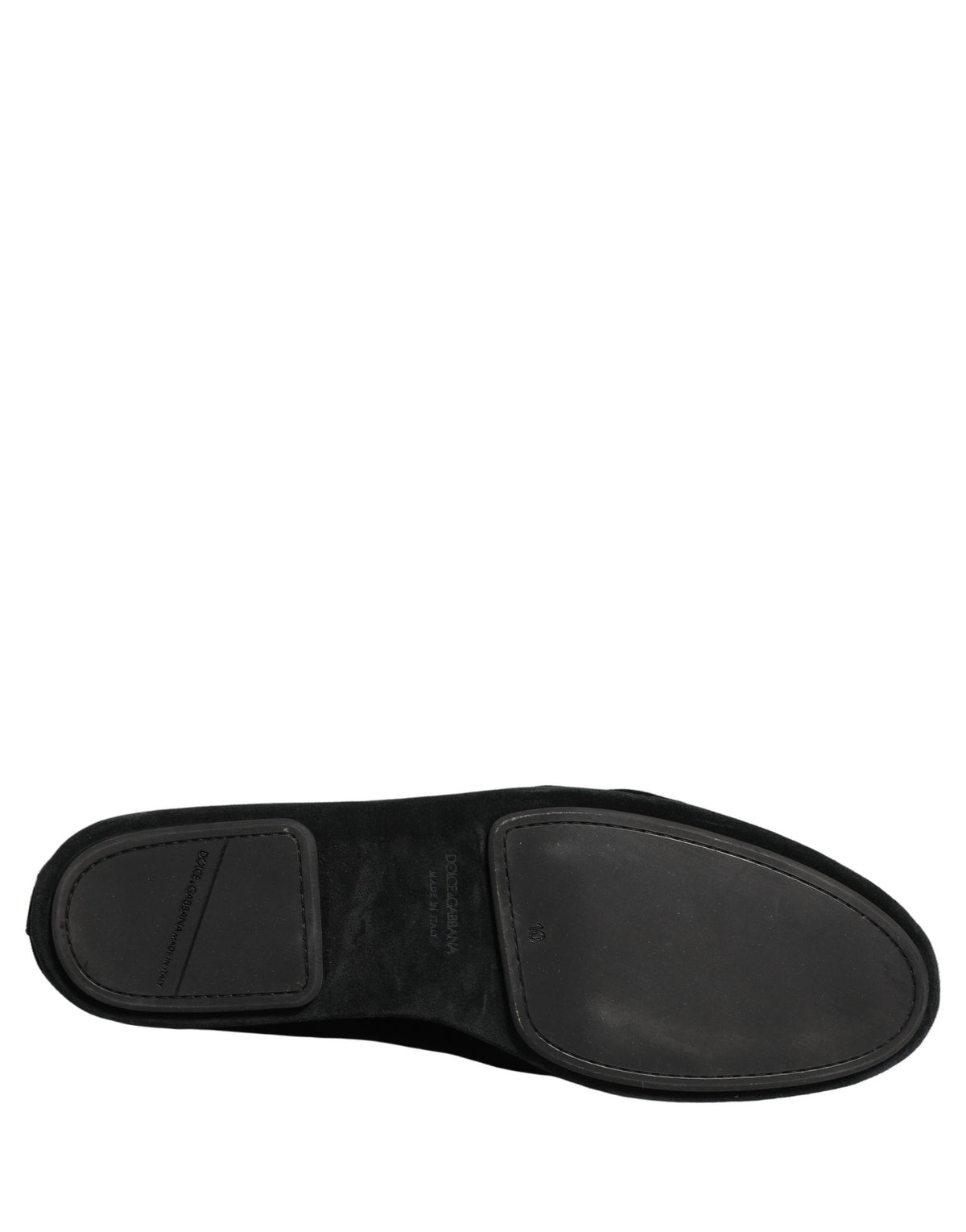New Dolce & Gabbana Black Velvet Crown Embroidery Loafers Shoes