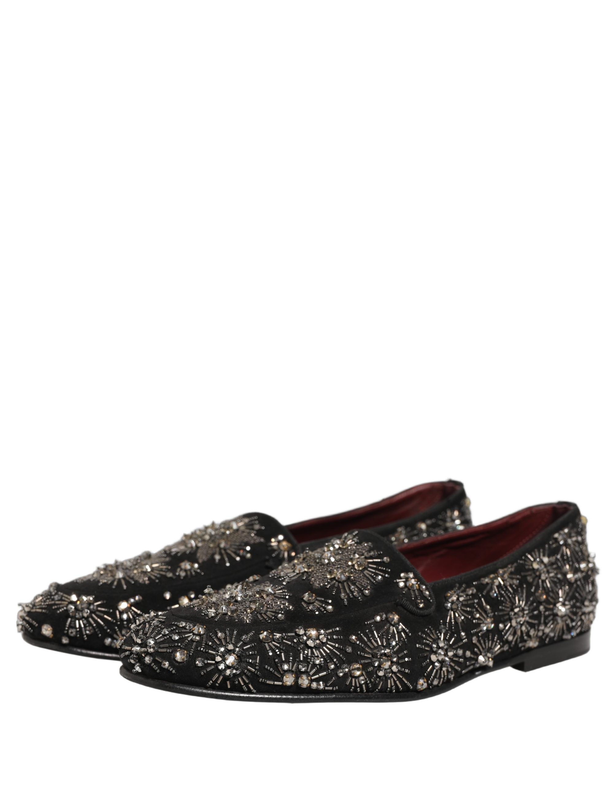 Pre-Owned Dolce & Gabbana Black Crystal Embellished Dress Loafers Shoes