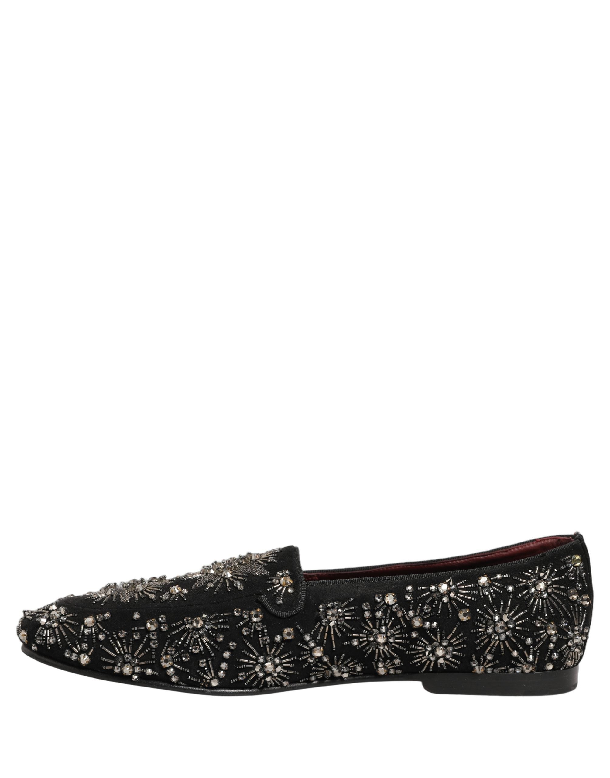 Pre-Owned Dolce & Gabbana Black Crystal Embellished Dress Loafers Shoes