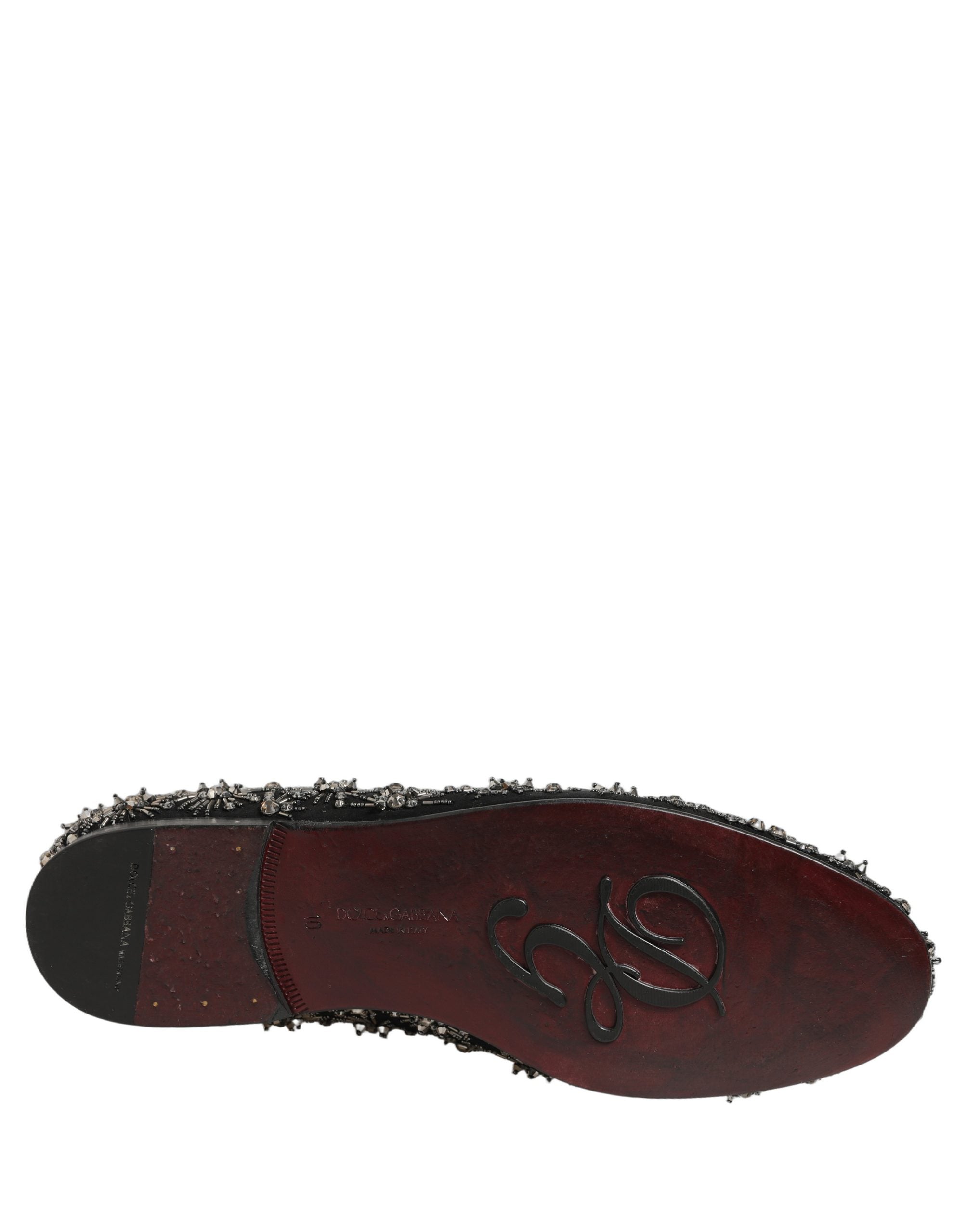 Pre-Owned Dolce & Gabbana Black Crystal Embellished Dress Loafers Shoes
