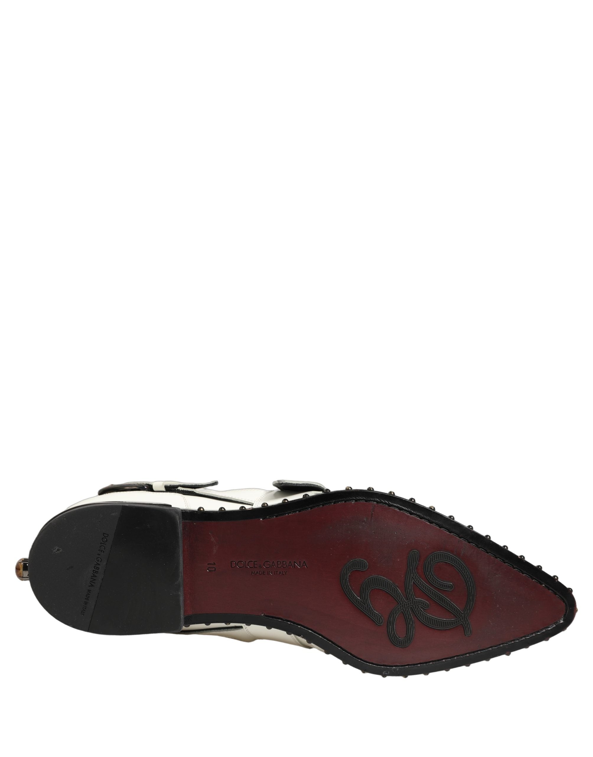 Dolce & Gabbana White Studded Formal Dress Monk Strap Shoes