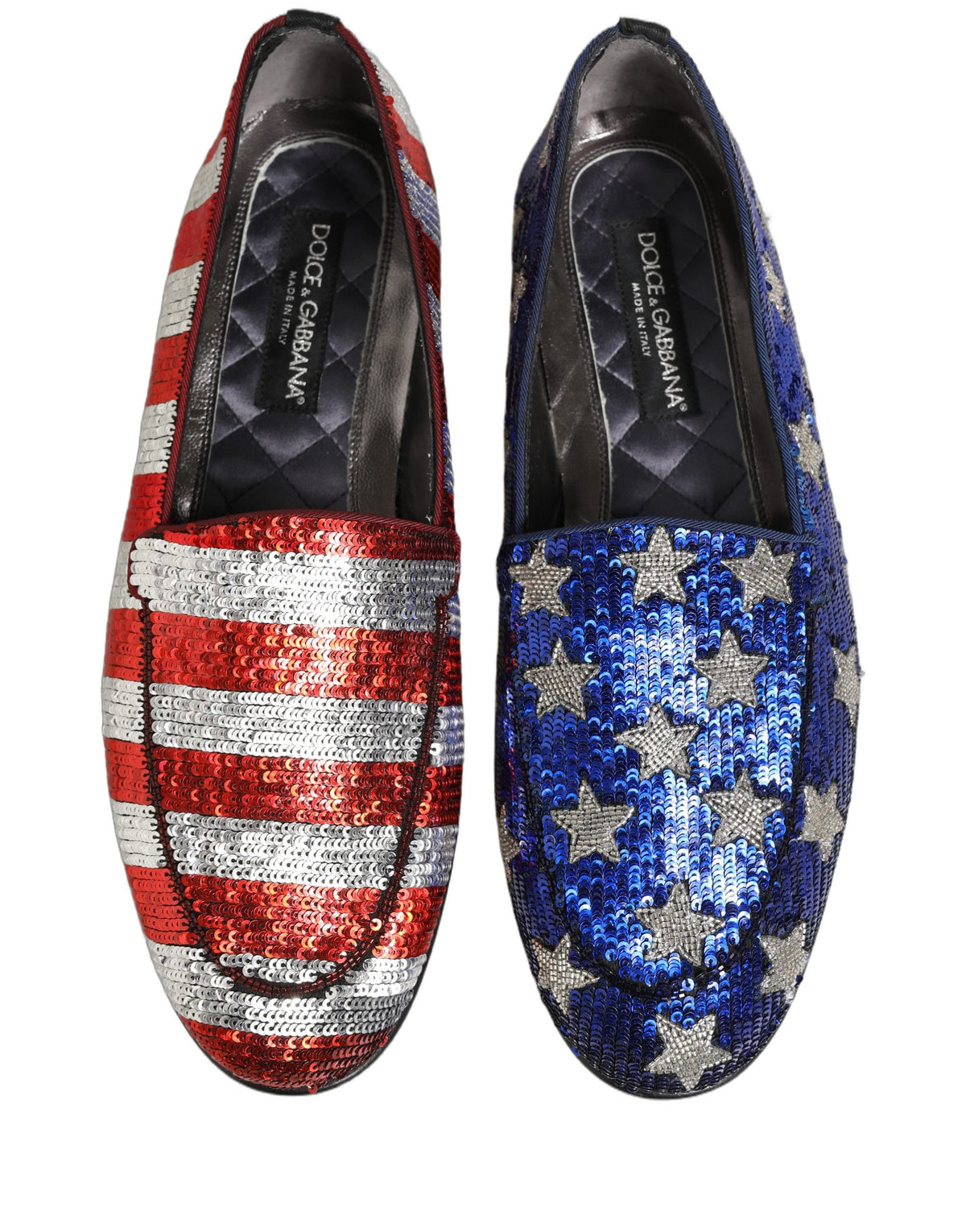 New Dolce & Gabbana Flag Sequin Dress Loafers Shoes