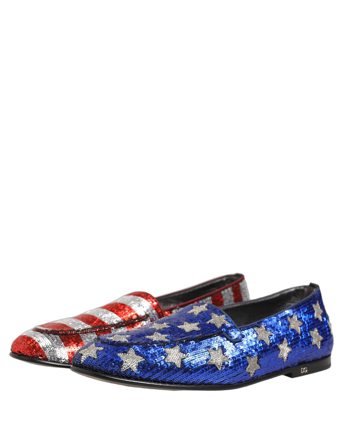 New Dolce & Gabbana Flag Sequin Dress Loafers Shoes
