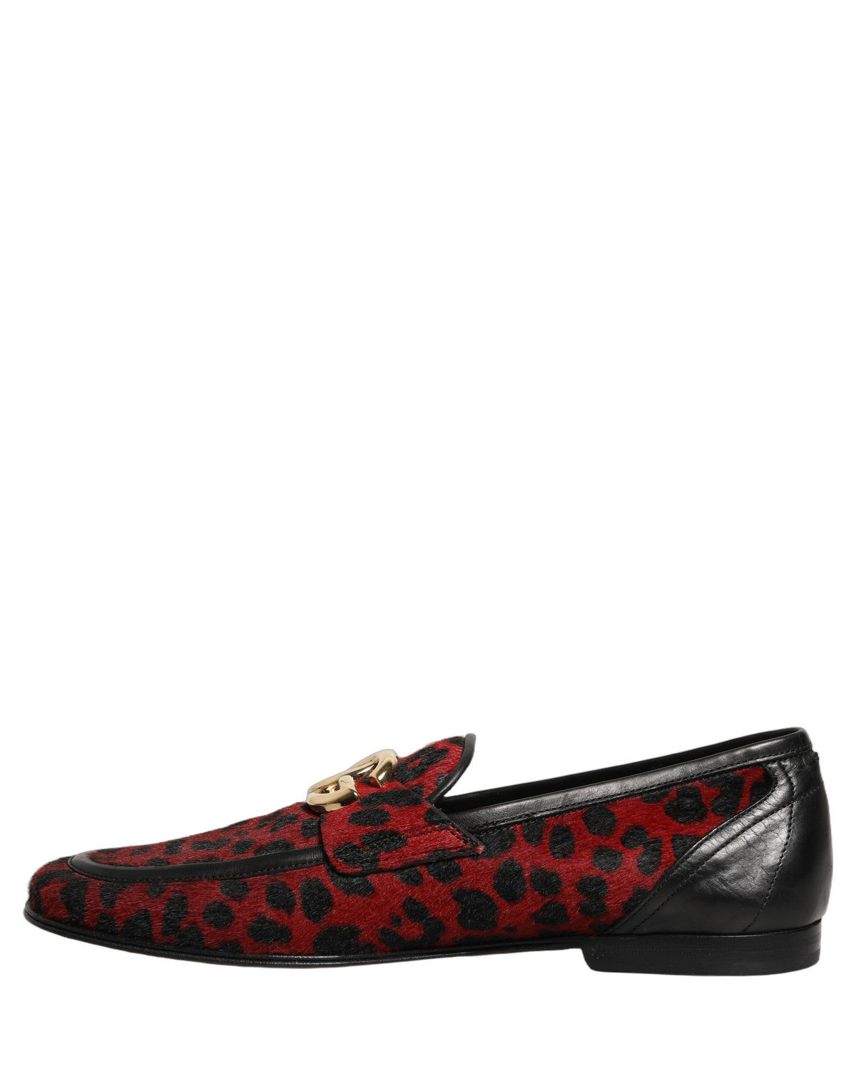 New Dolce & Gabbana Red Leopard Print Pony Hair Dress Loafers Shoes