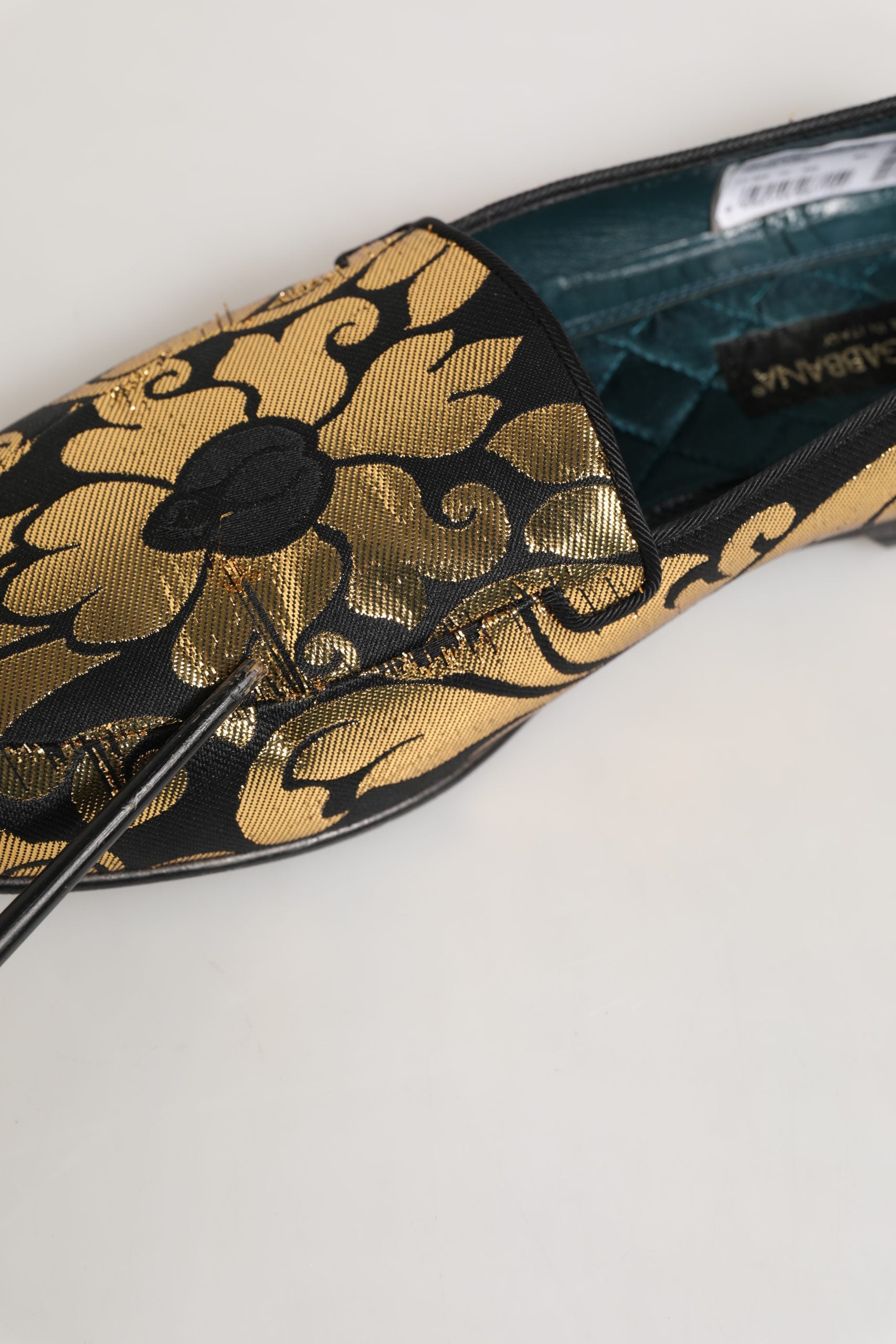 Dolce & Gabbana Black Gold Floral Jacquard Dress Loafers Shoes