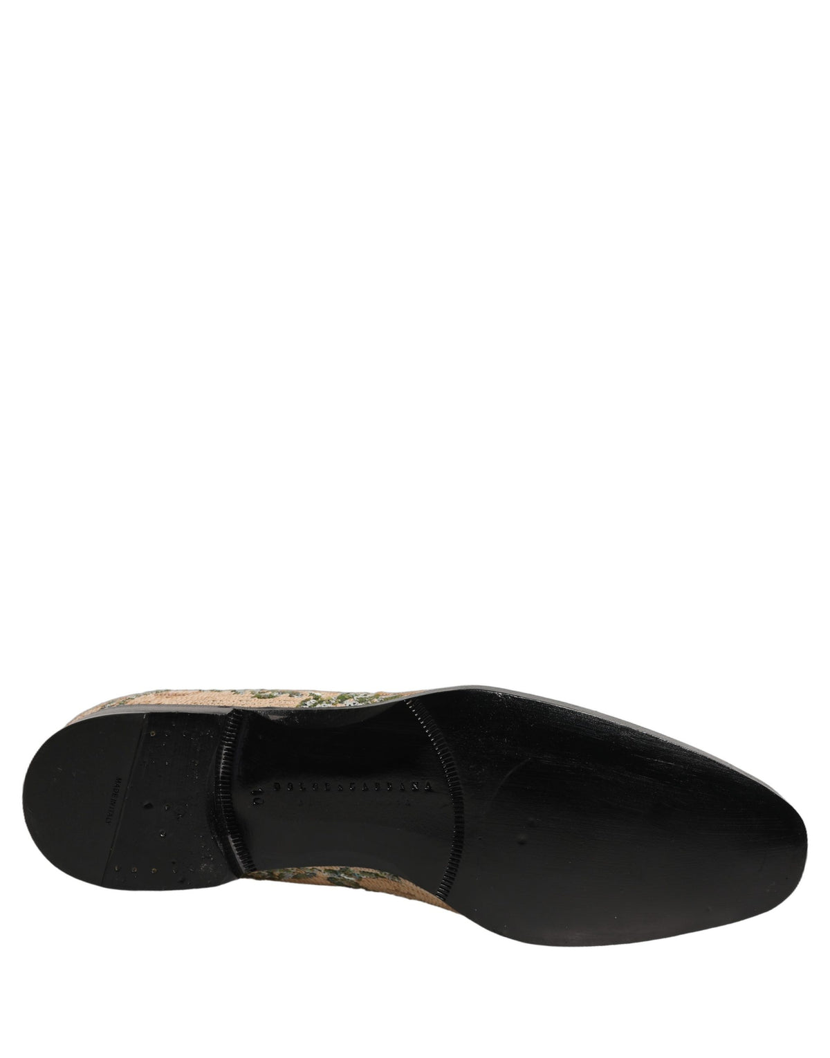 New Dolce & Gabbana Beige Sequin Embroidery Dress Loafers Shoes