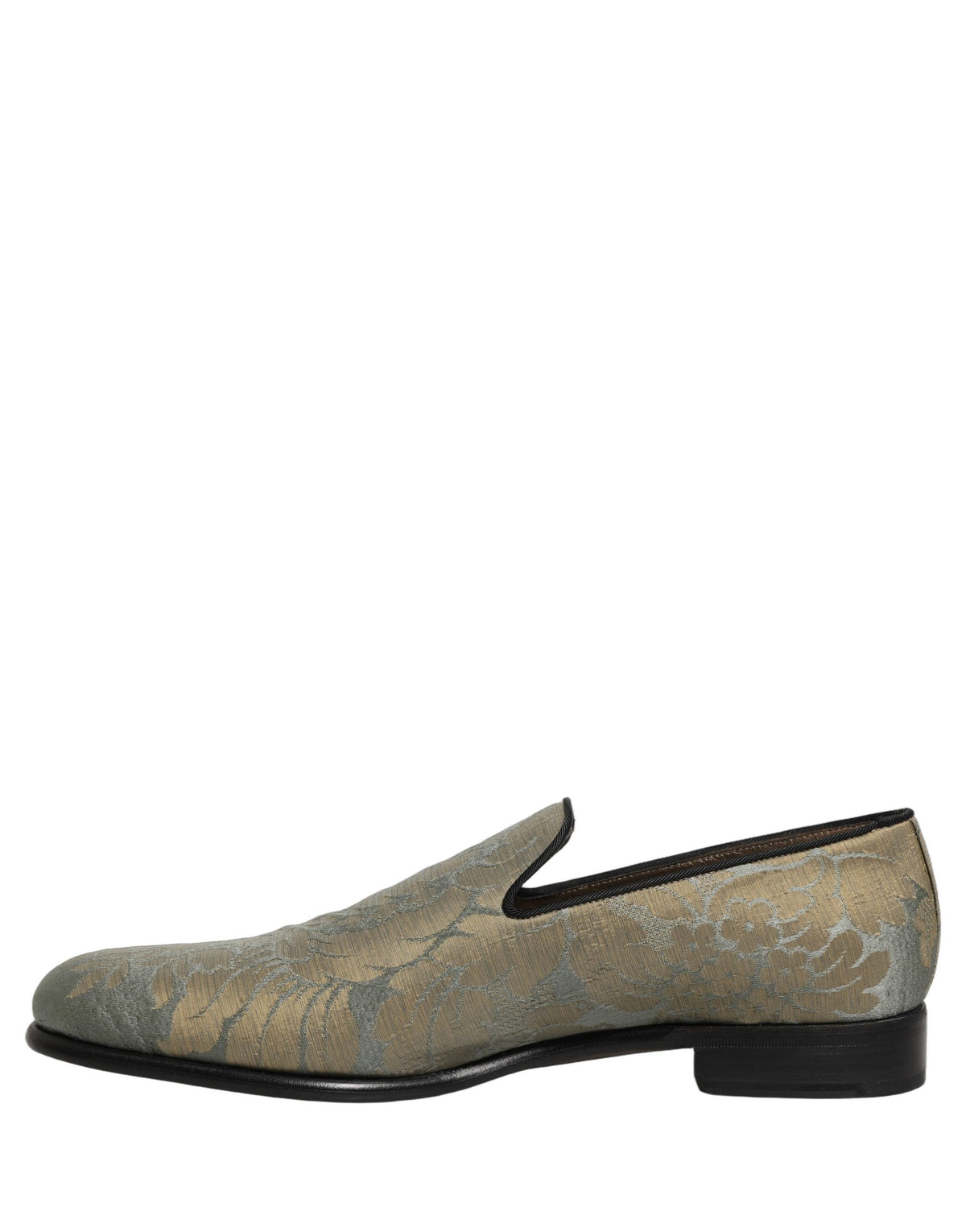 New Dolce & Gabbana Gold Floral Jacquard Slip On Loafers Shoes