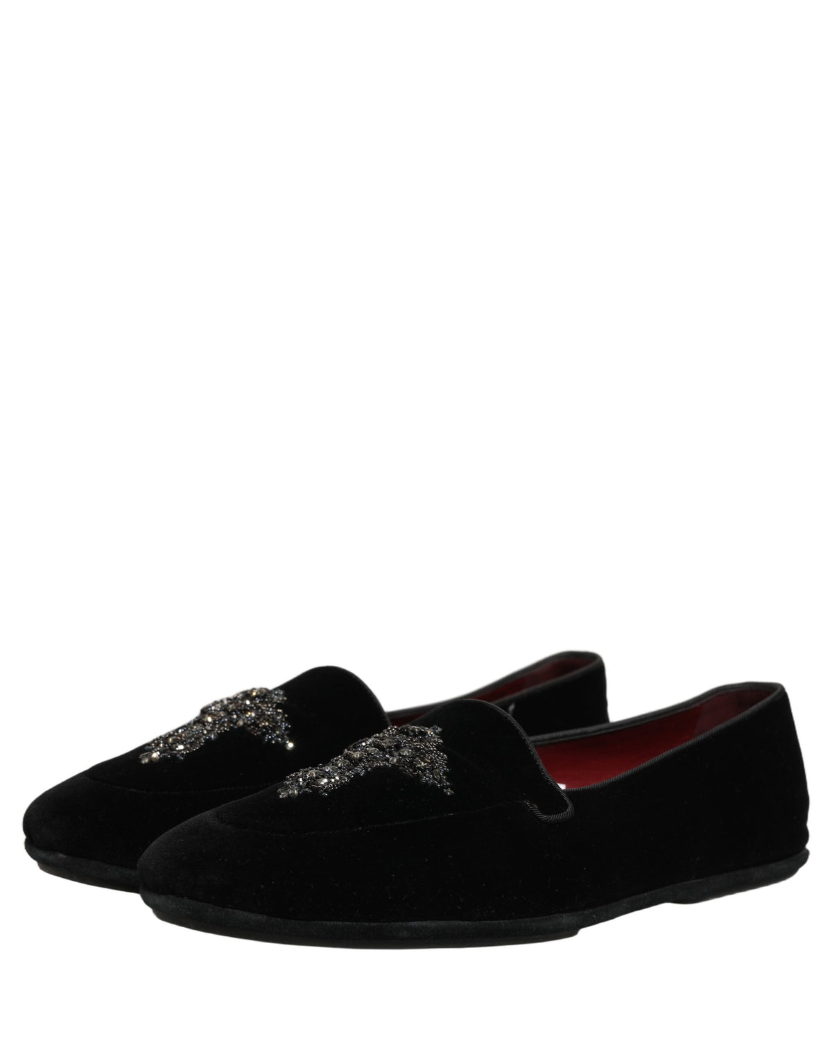 New Dolce & Gabbana Black Suede Embellished Dress Loafers Shoes
