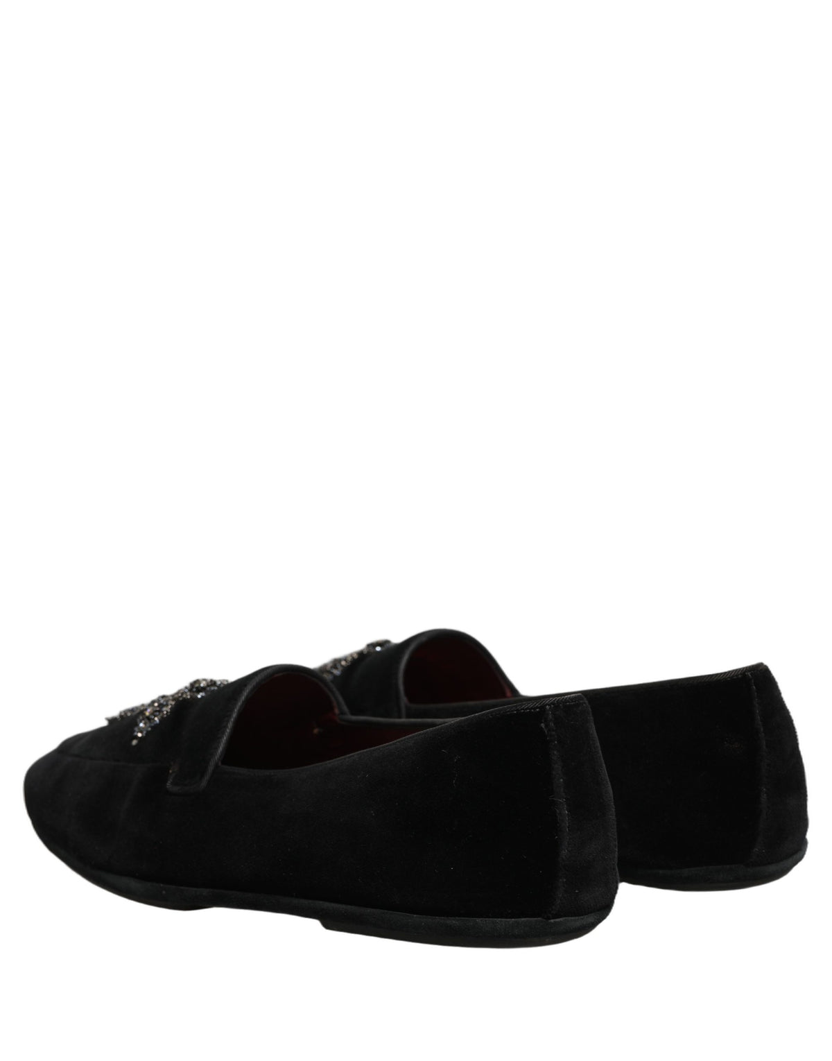 New Dolce & Gabbana Black Suede Embellished Dress Loafers Shoes
