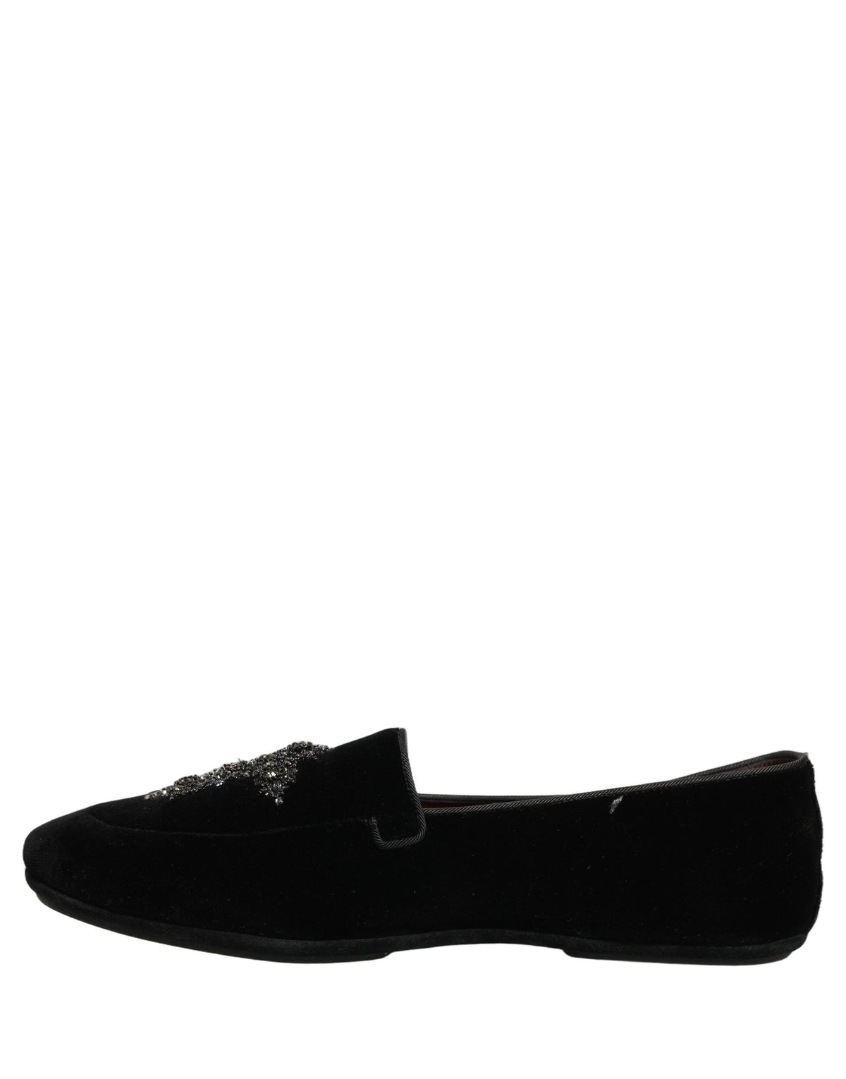 New Dolce & Gabbana Black Suede Embellished Dress Loafers Shoes