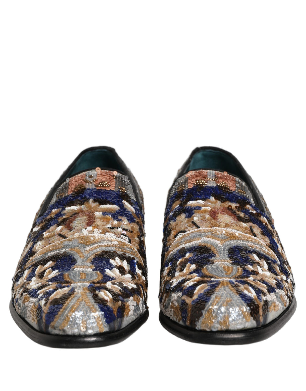 New Dolce & Gabbana Embroidered Sequin Loafers Shoes