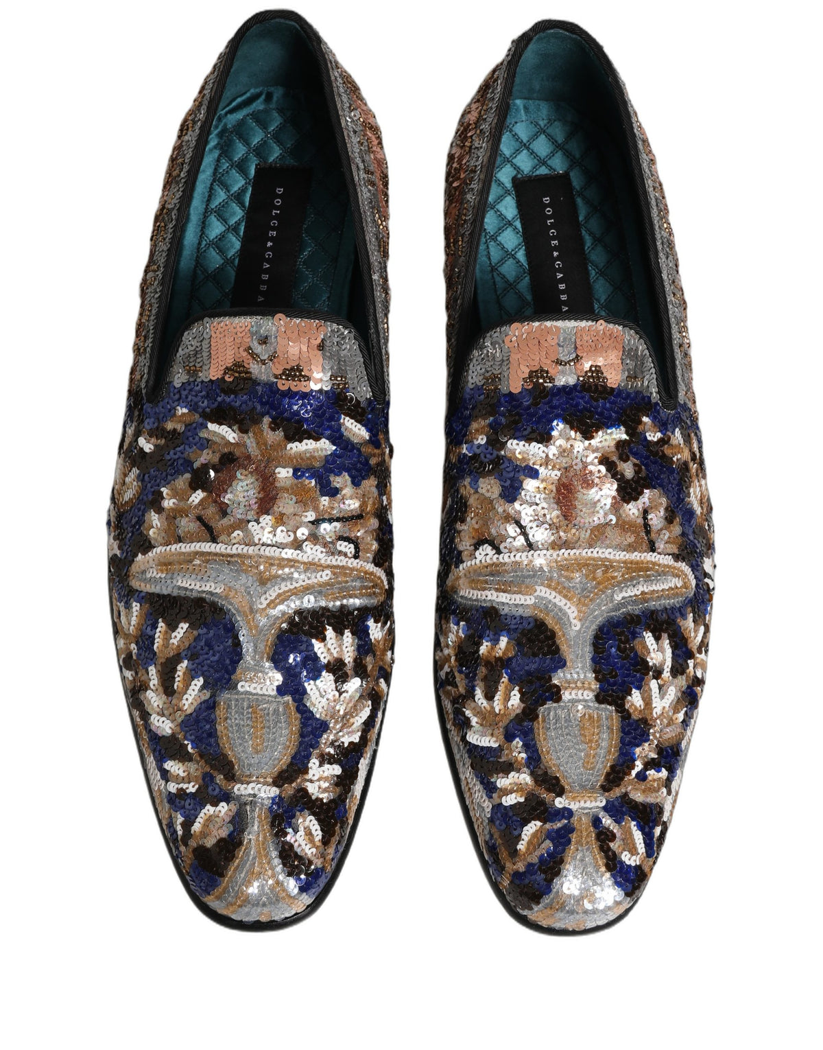 New Dolce & Gabbana Embroidered Sequin Loafers Shoes