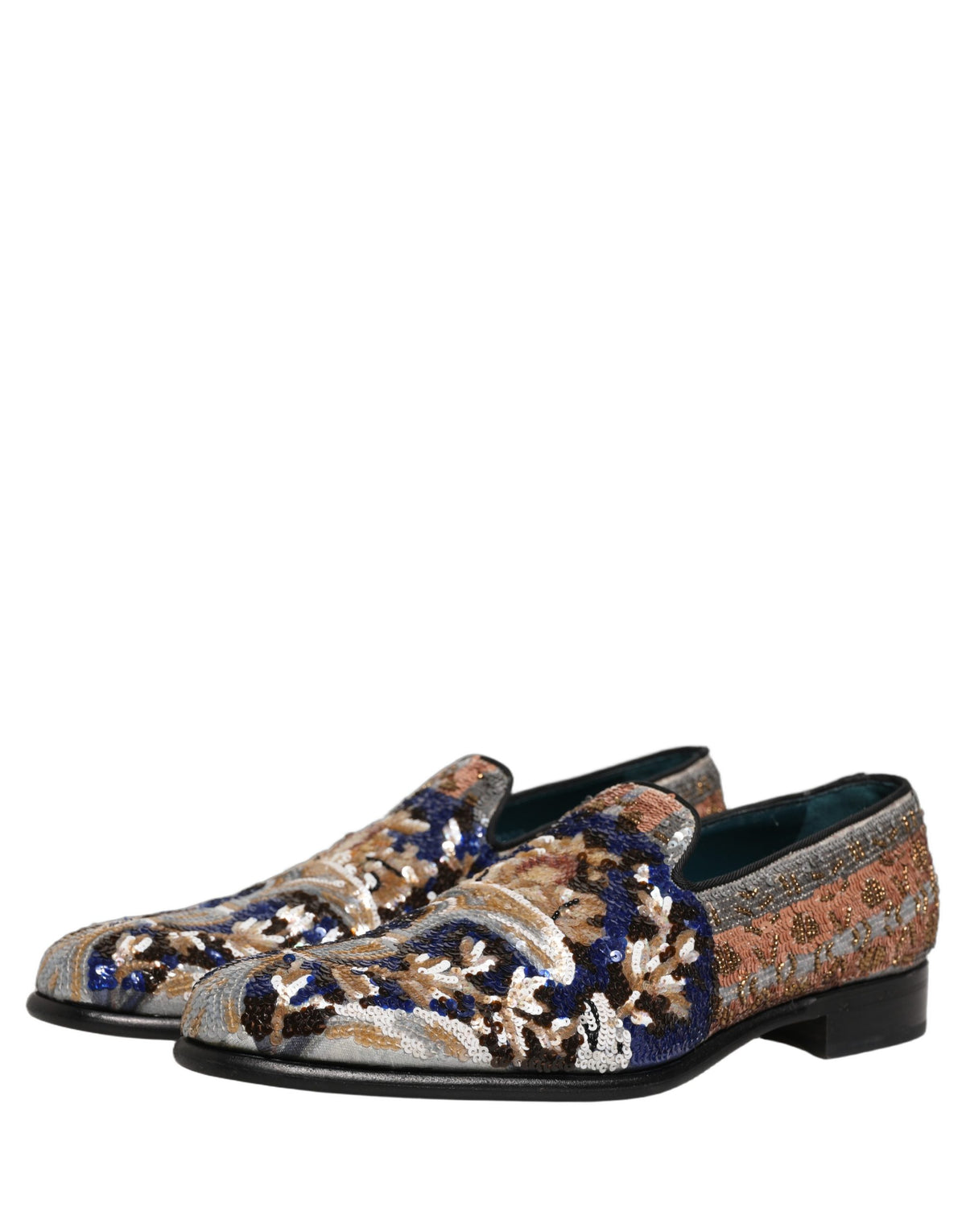 New Dolce & Gabbana Embroidered Sequin Loafers Shoes