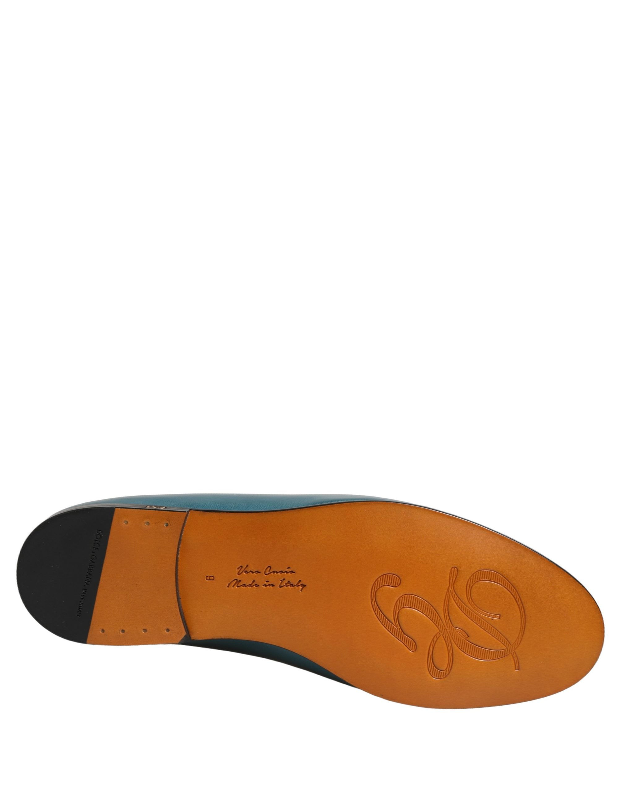 Dolce & Gabbana Blue Leather Logo Slip On Men Loafers Shoes