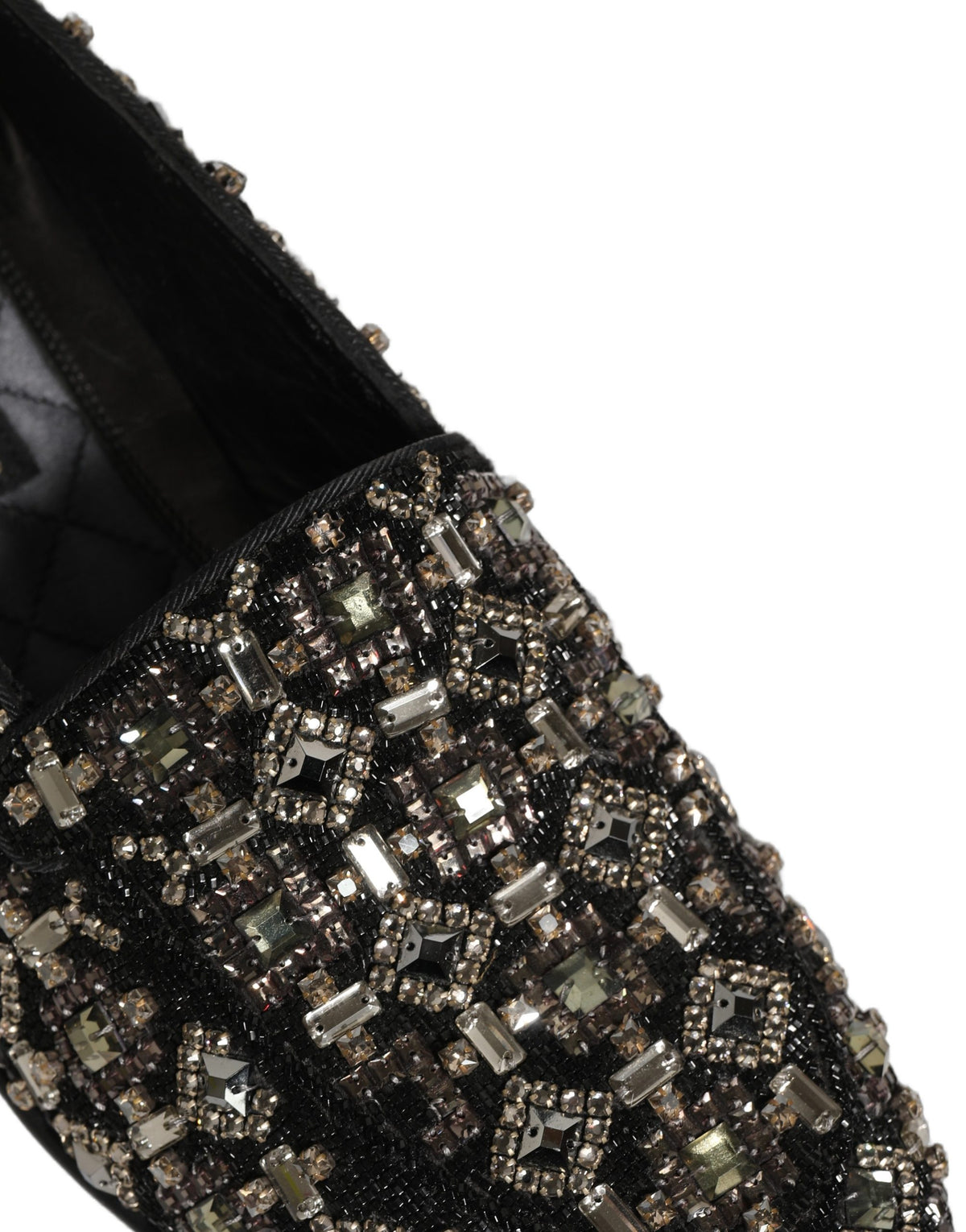 New Dolce & Gabbana Black Crystal Embellished Dress Loafers Shoes