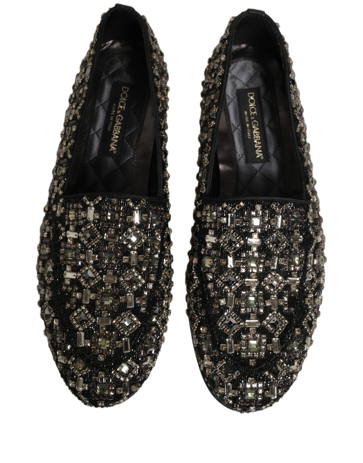 New Dolce & Gabbana Black Crystal Embellished Dress Loafers Shoes