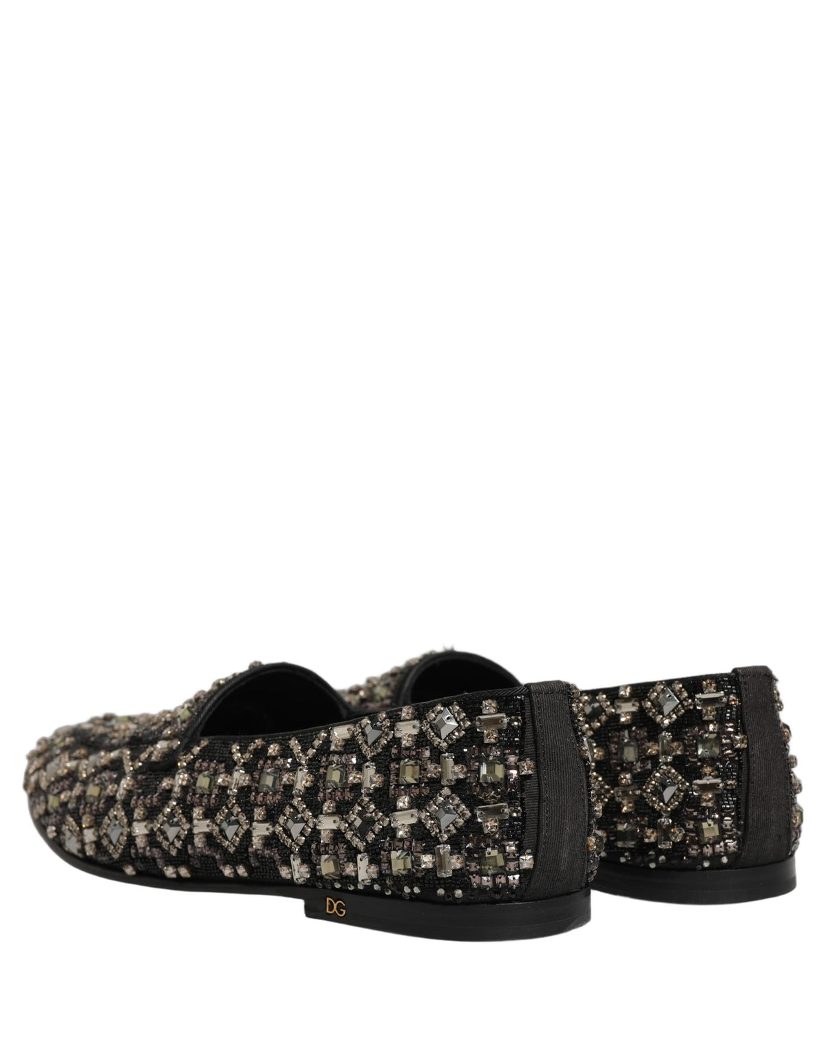 New Dolce & Gabbana Black Crystal Embellished Dress Loafers Shoes
