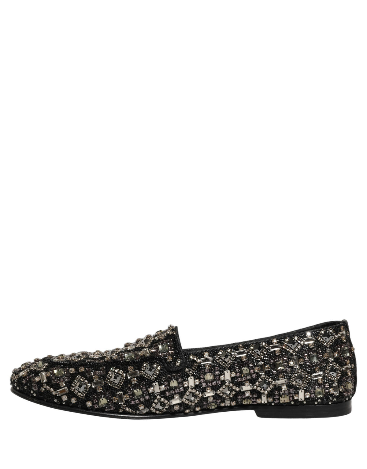 New Dolce & Gabbana Black Crystal Embellished Dress Loafers Shoes