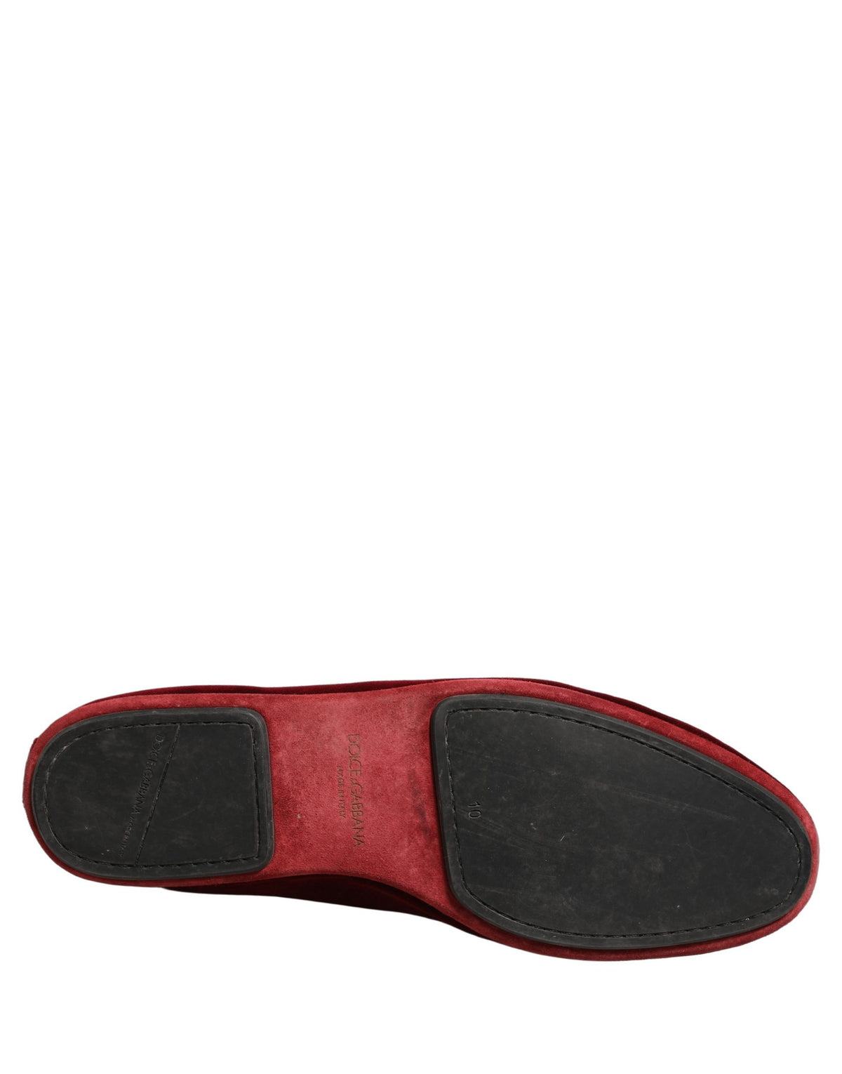 New Dolce & Gabbana Maroon Velvet Slip On Men Flats Loafers Shoes