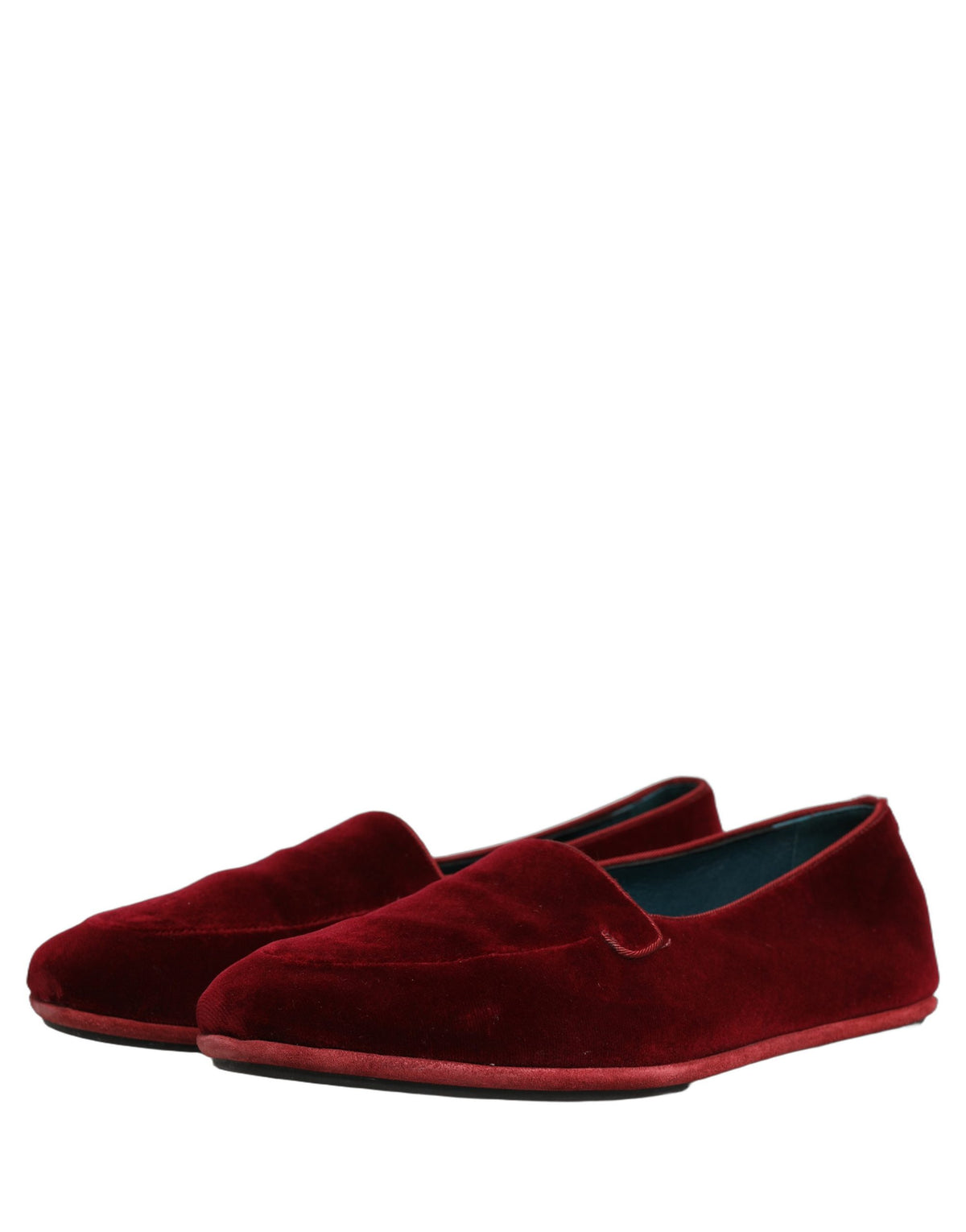 New Dolce & Gabbana Maroon Velvet Slip On Men Flats Loafers Shoes
