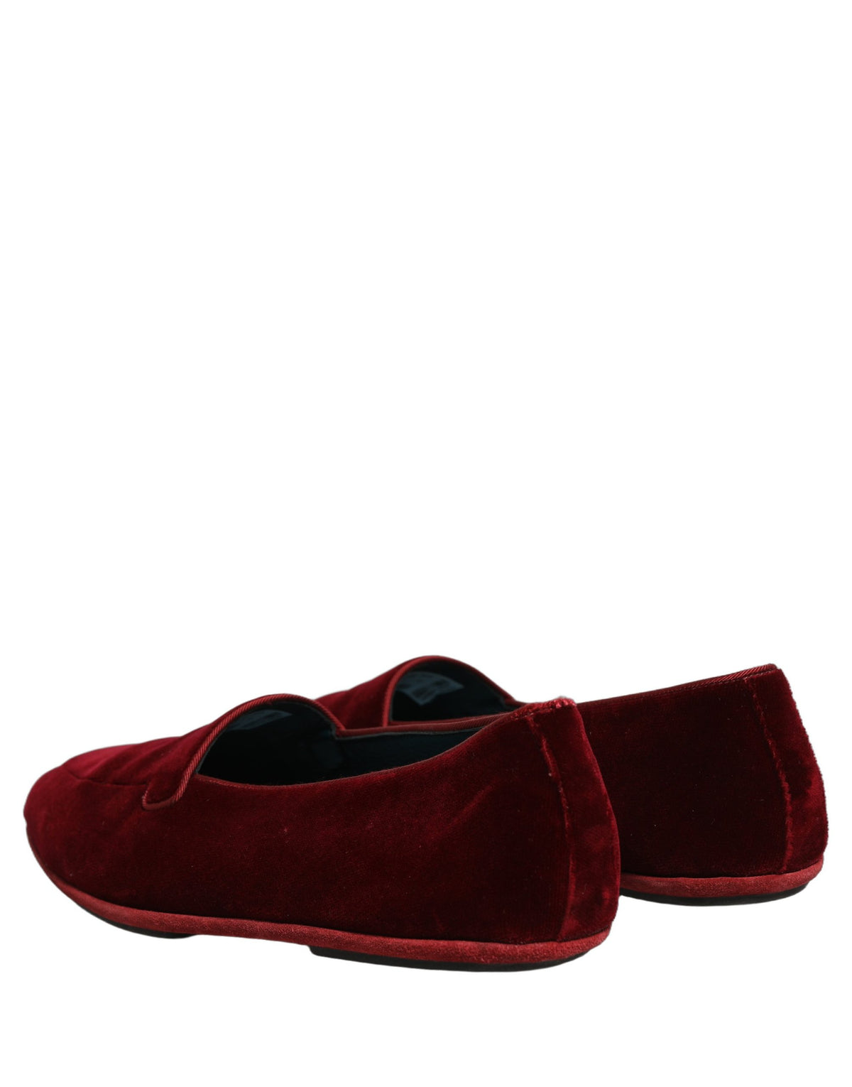 New Dolce & Gabbana Maroon Velvet Slip On Men Flats Loafers Shoes