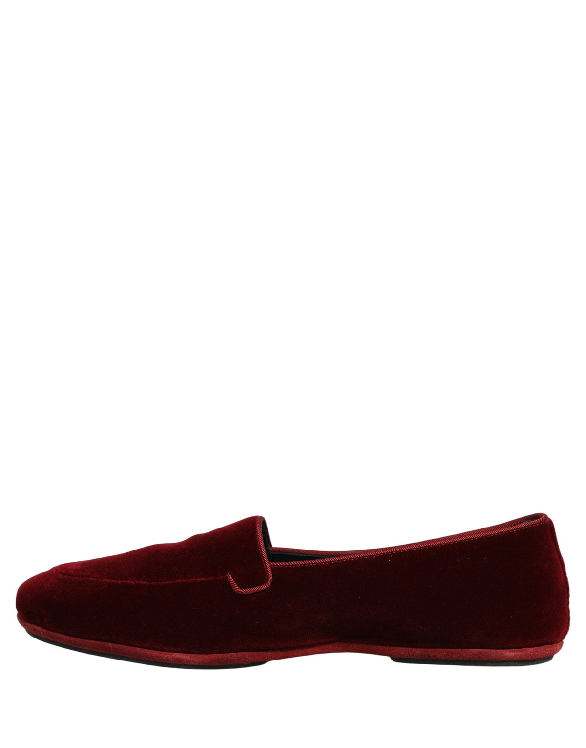 New Dolce & Gabbana Maroon Velvet Slip On Men Flats Loafers Shoes