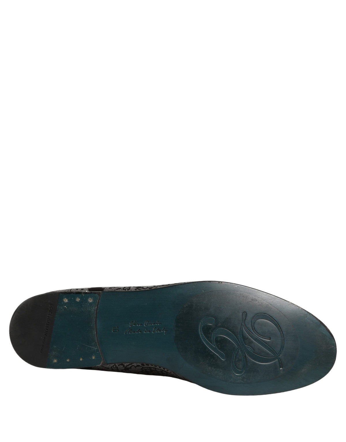 New Dolce & Gabbana Silver Jacquard Leather Slip On Loafers Shoes