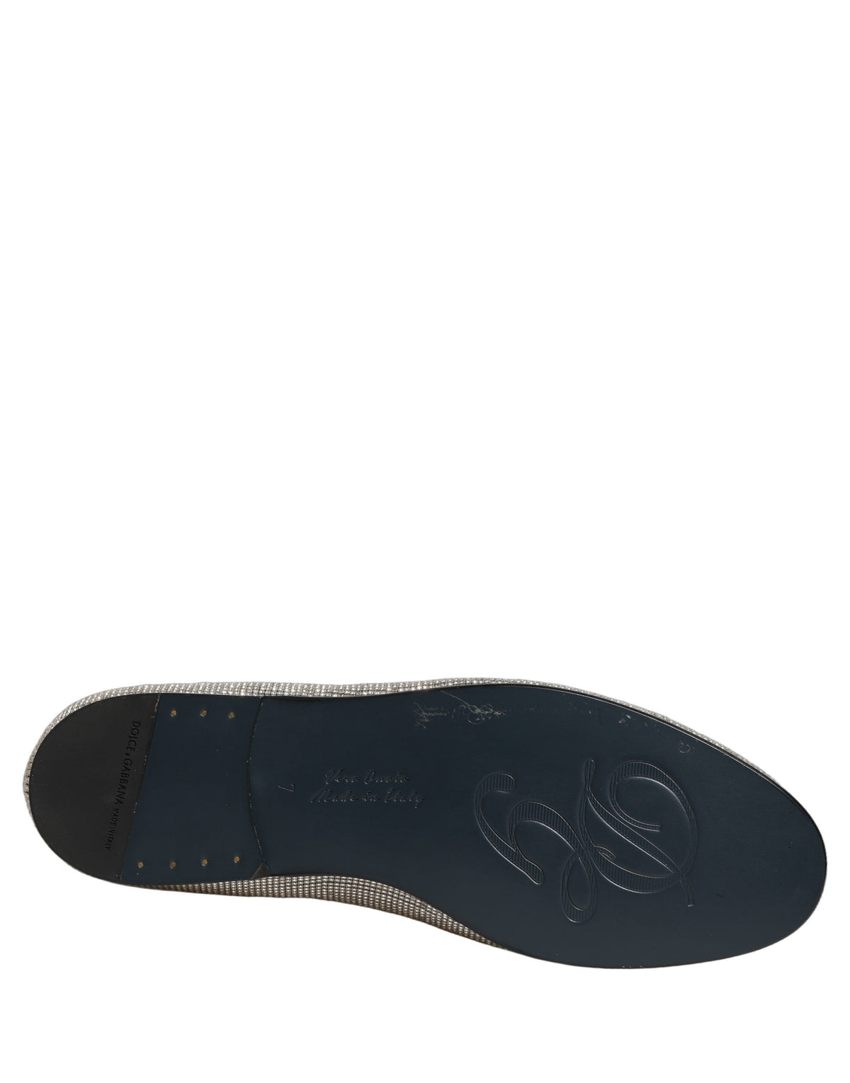 New Dolce & Gabbana Silver Crystal Embellished Men Loafers Shoes
