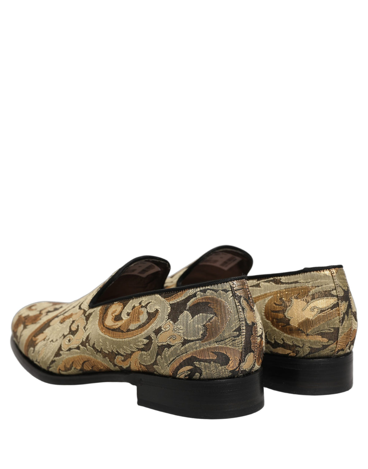 New Dolce & Gabbana Gold Brocade Slip On Men Dress Loafers Shoes