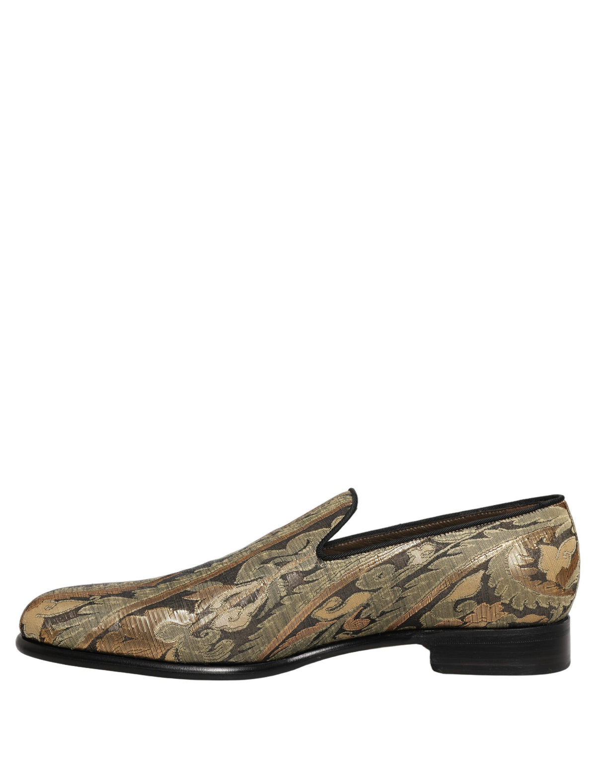 New Dolce & Gabbana Gold Brocade Slip On Men Dress Loafers Shoes