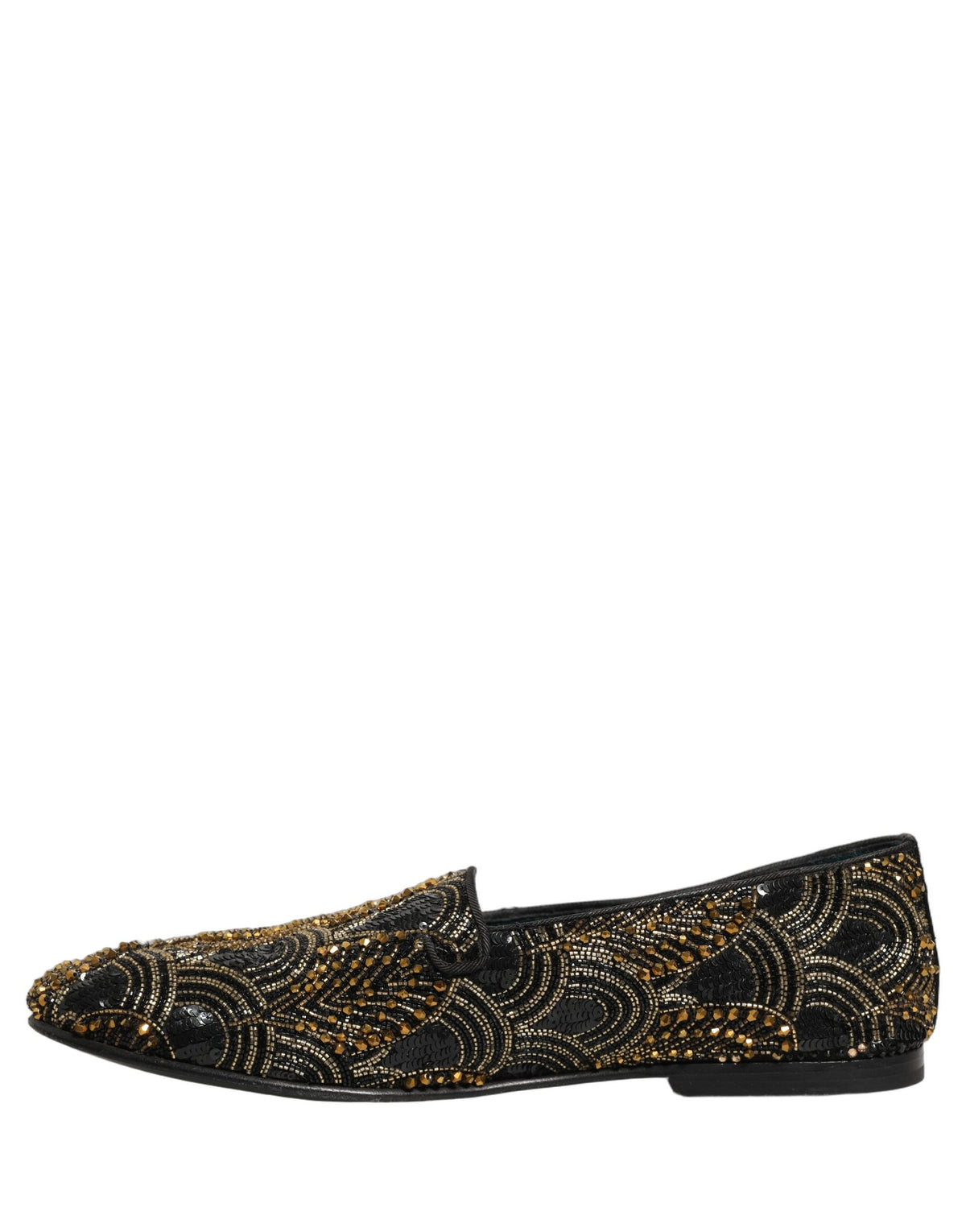 New Dolce & Gabbana Black Gold Embellished Dress Loafers Shoes