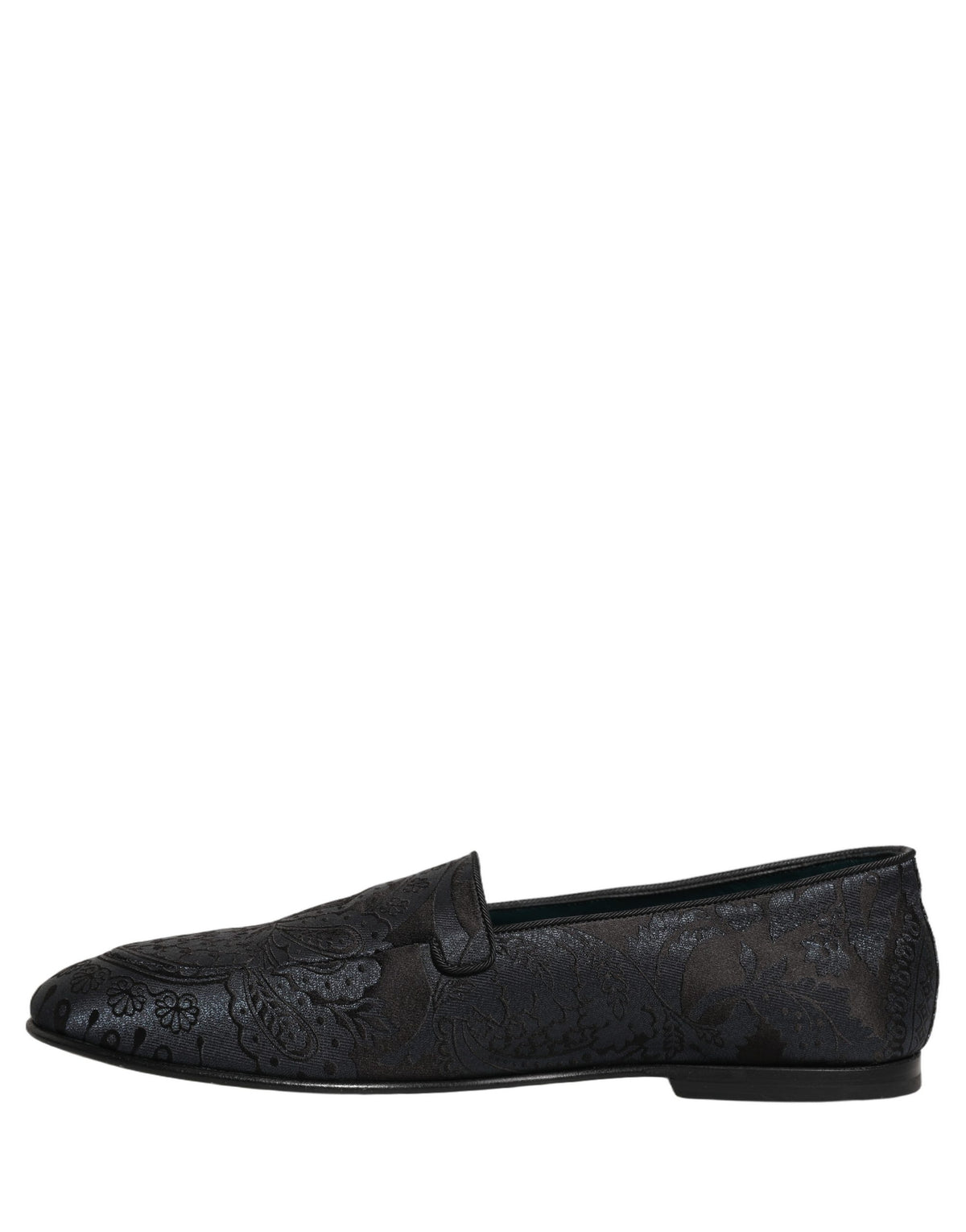 New Dolce & Gabbana Blue Jacquard Leather Slip On Loafers Shoes