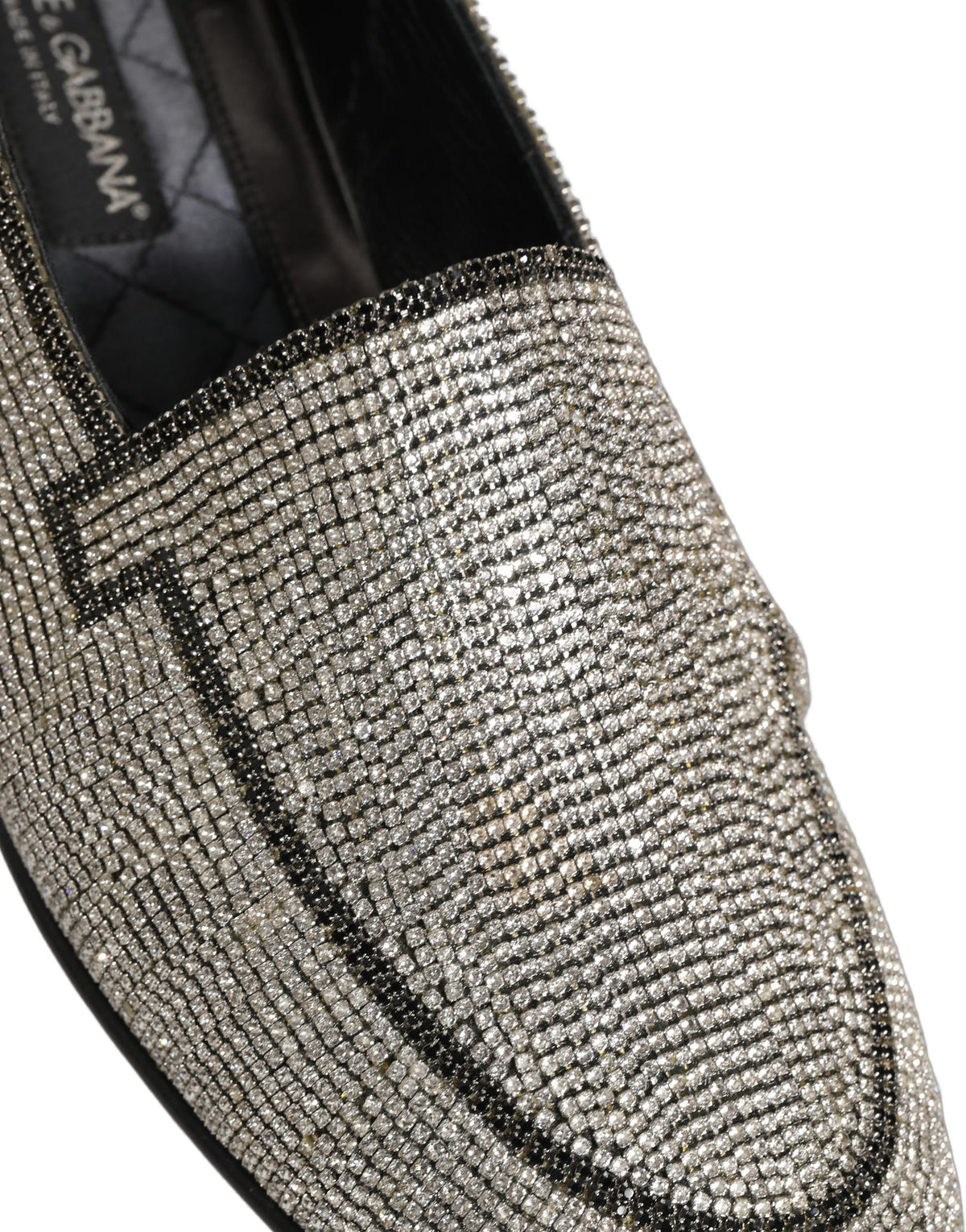 New Dolce & Gabbana Silver Crystal Embellished Men Loafers Shoes