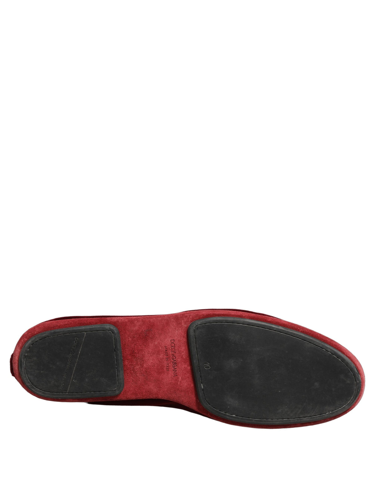 New Dolce & Gabbana Maroon Velvet Crown Embroidery Loafers Shoes