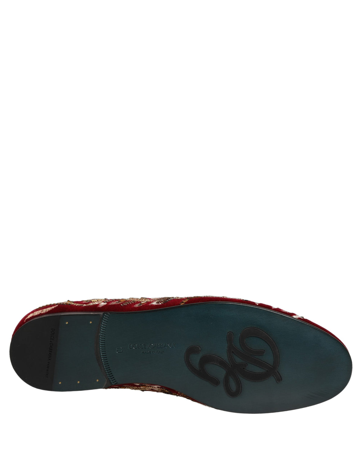New Dolce & Gabbana Red Velvet Floral Embroidery Loafers Shoes