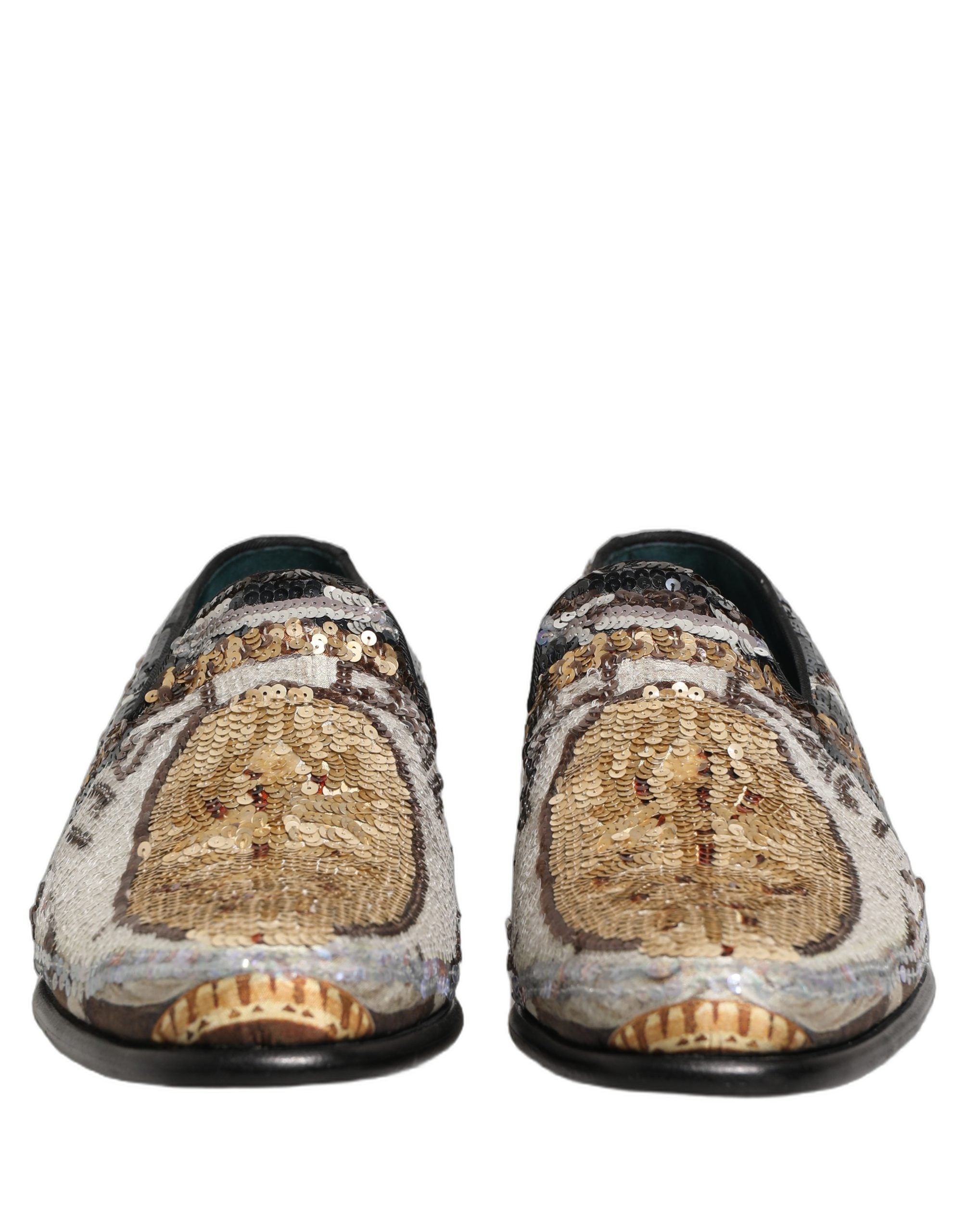 Dolce & Gabbana Multicolor Embroidered Sequin Loafers Shoes