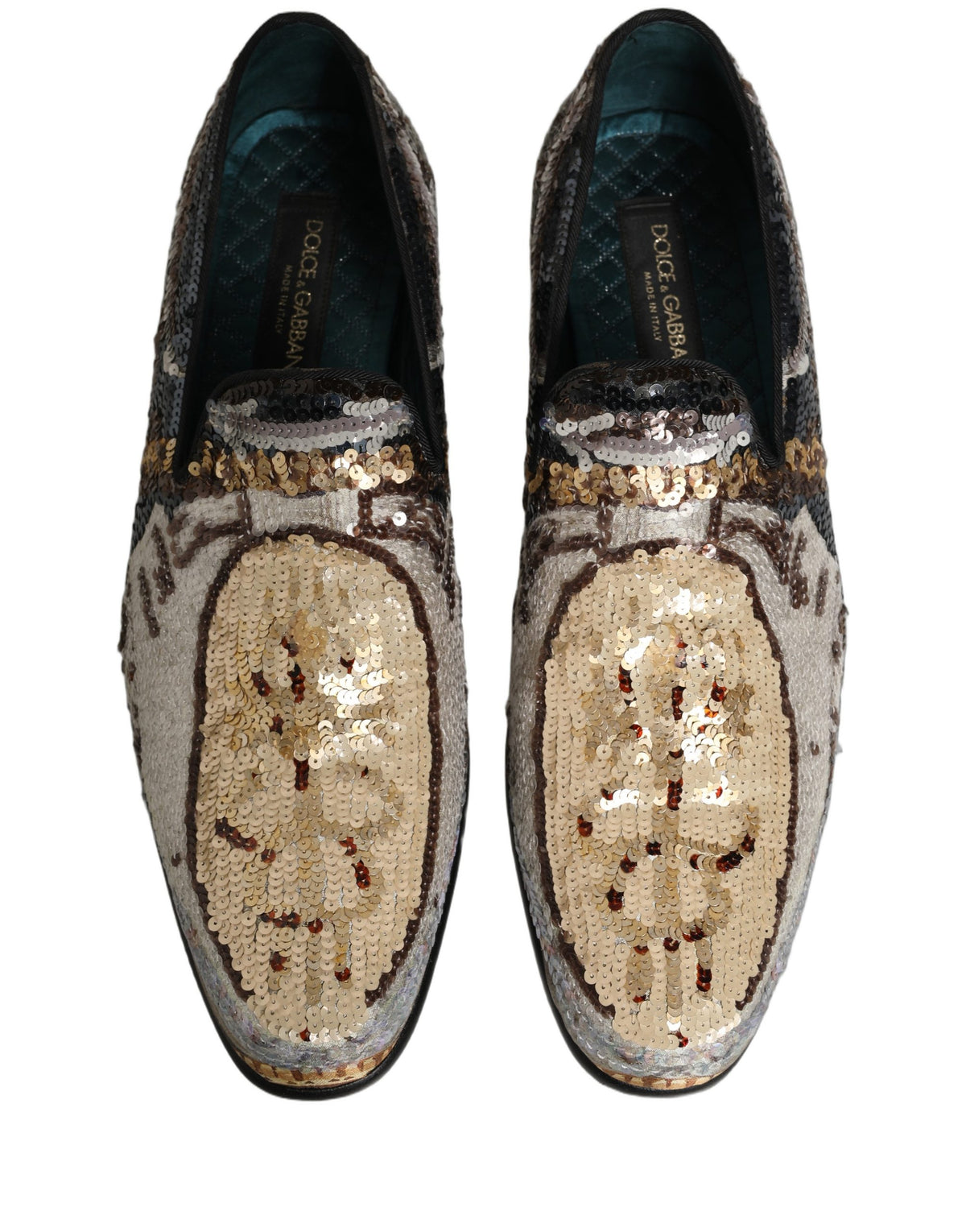 New Dolce & Gabbana Embroidered Sequin Loafers Shoes