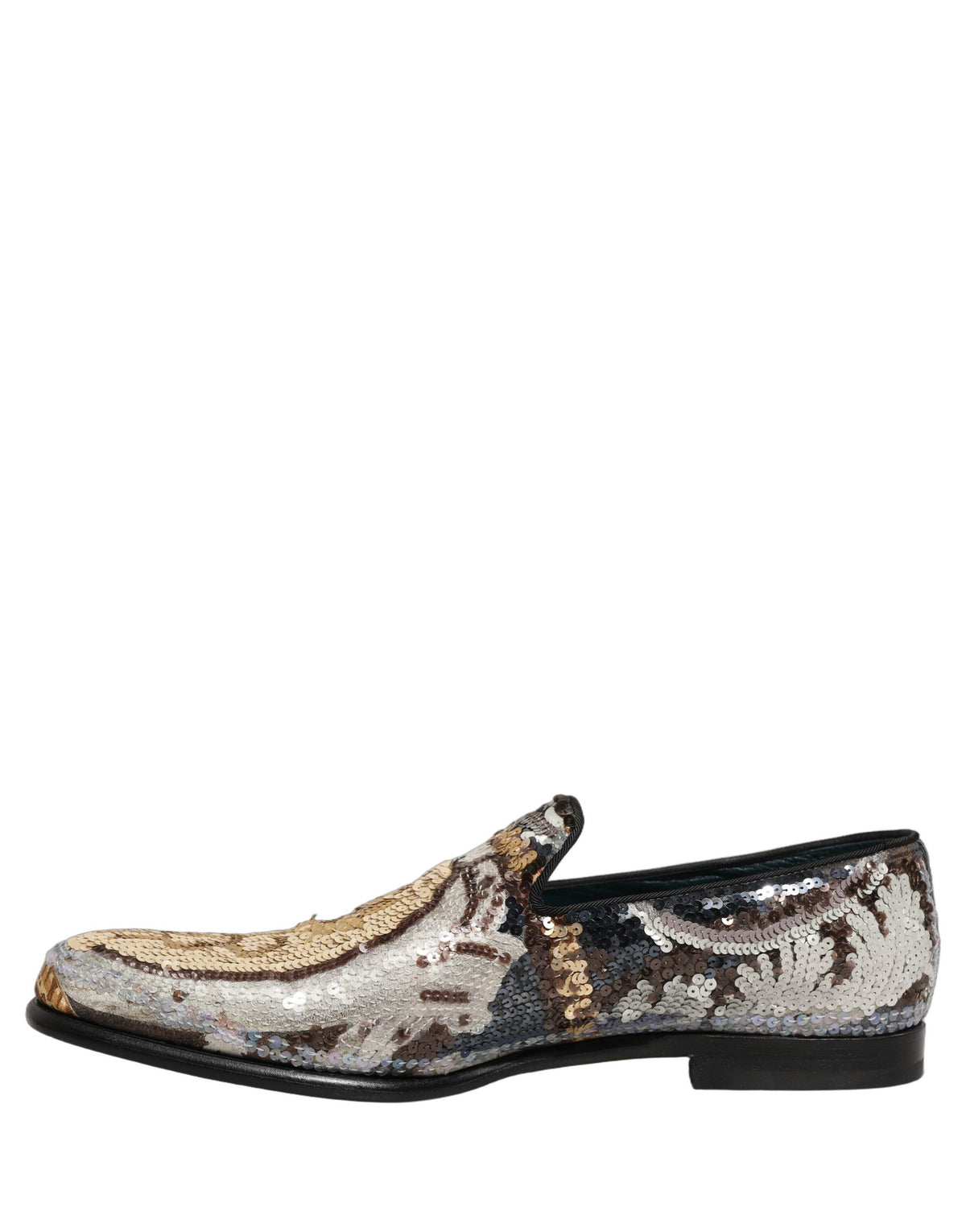 New Dolce & Gabbana Embroidered Sequin Loafers Shoes