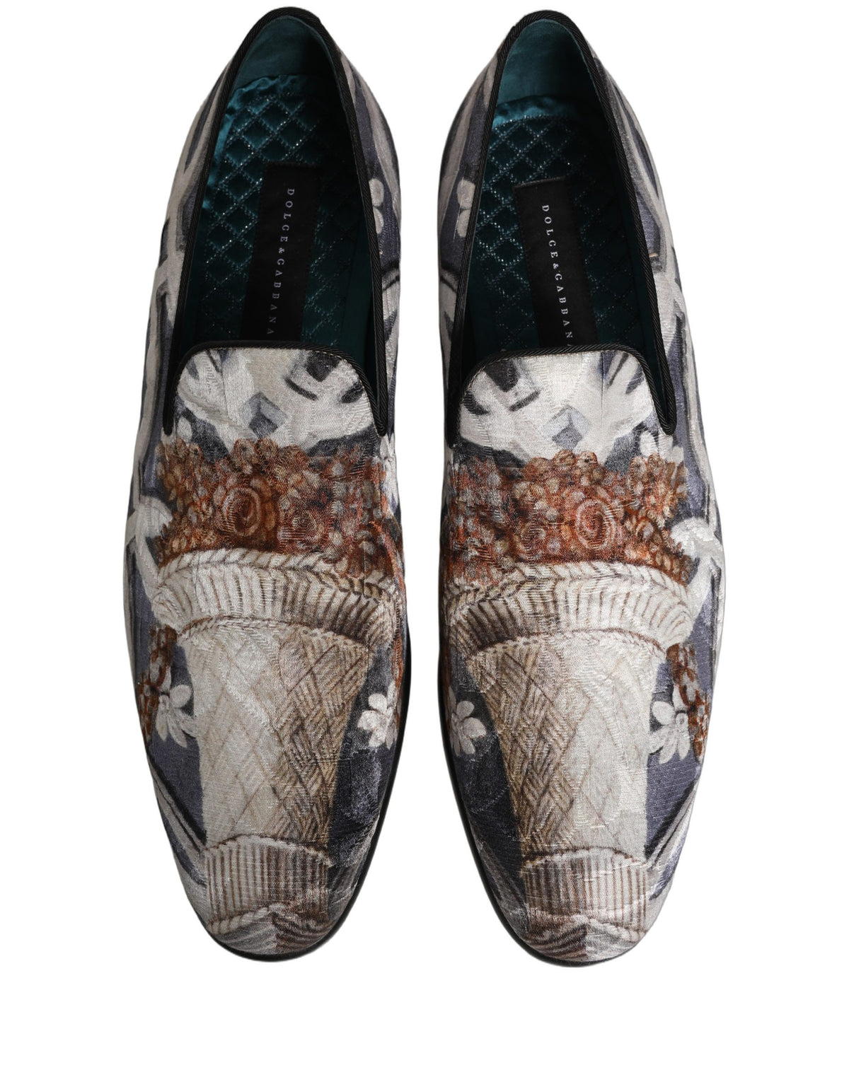 New Dolce & Gabbana Floral Tapestry Embroidery Loafer Shoes